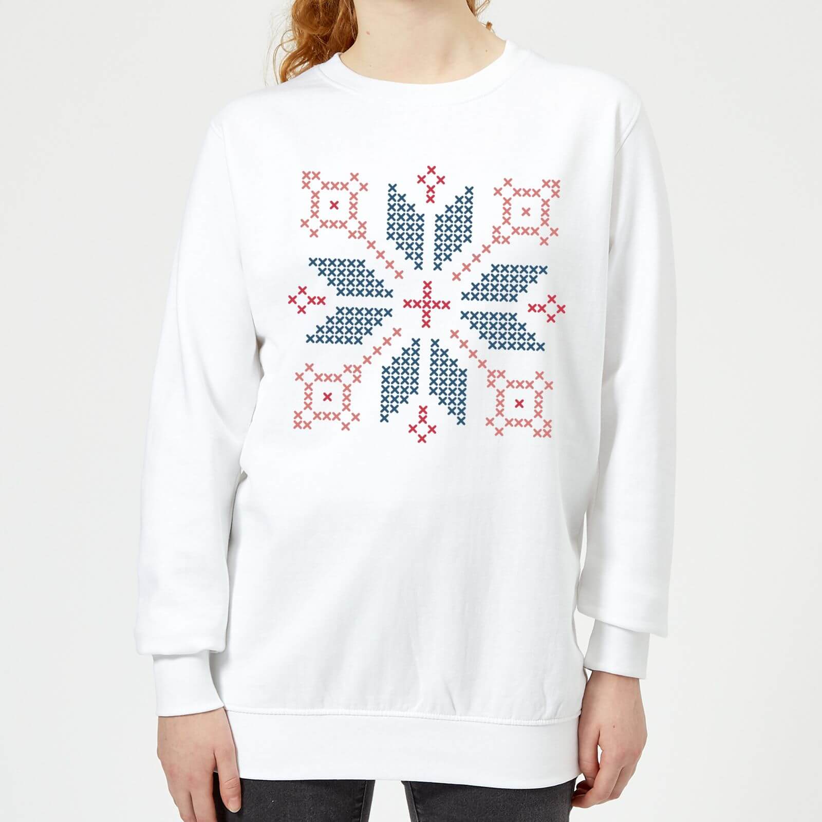 Cross Stitch Festive Shape Women's Sweatshirt - White - XS - White