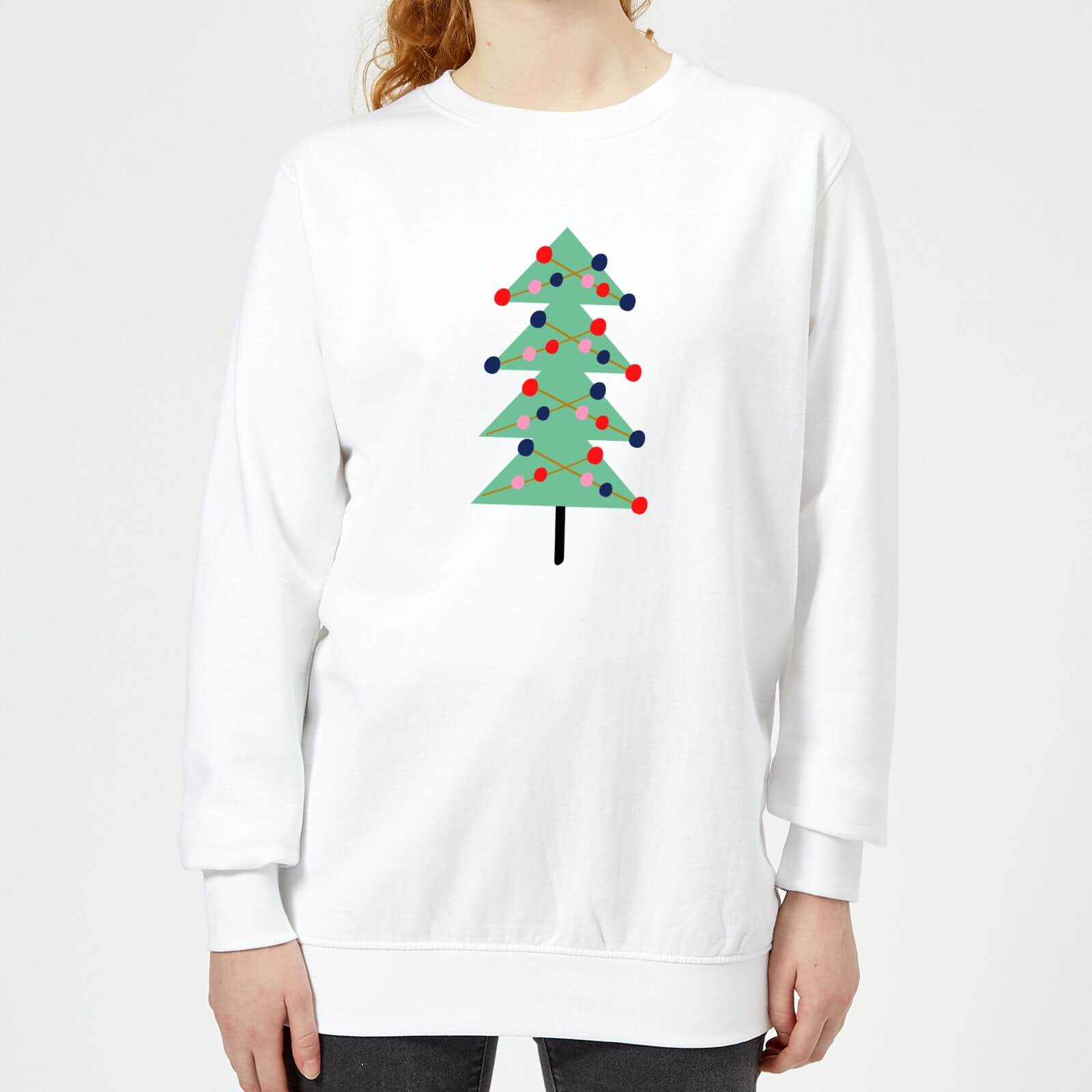 Christmas Tree With Lights Women's Sweatshirt - White - XS - White