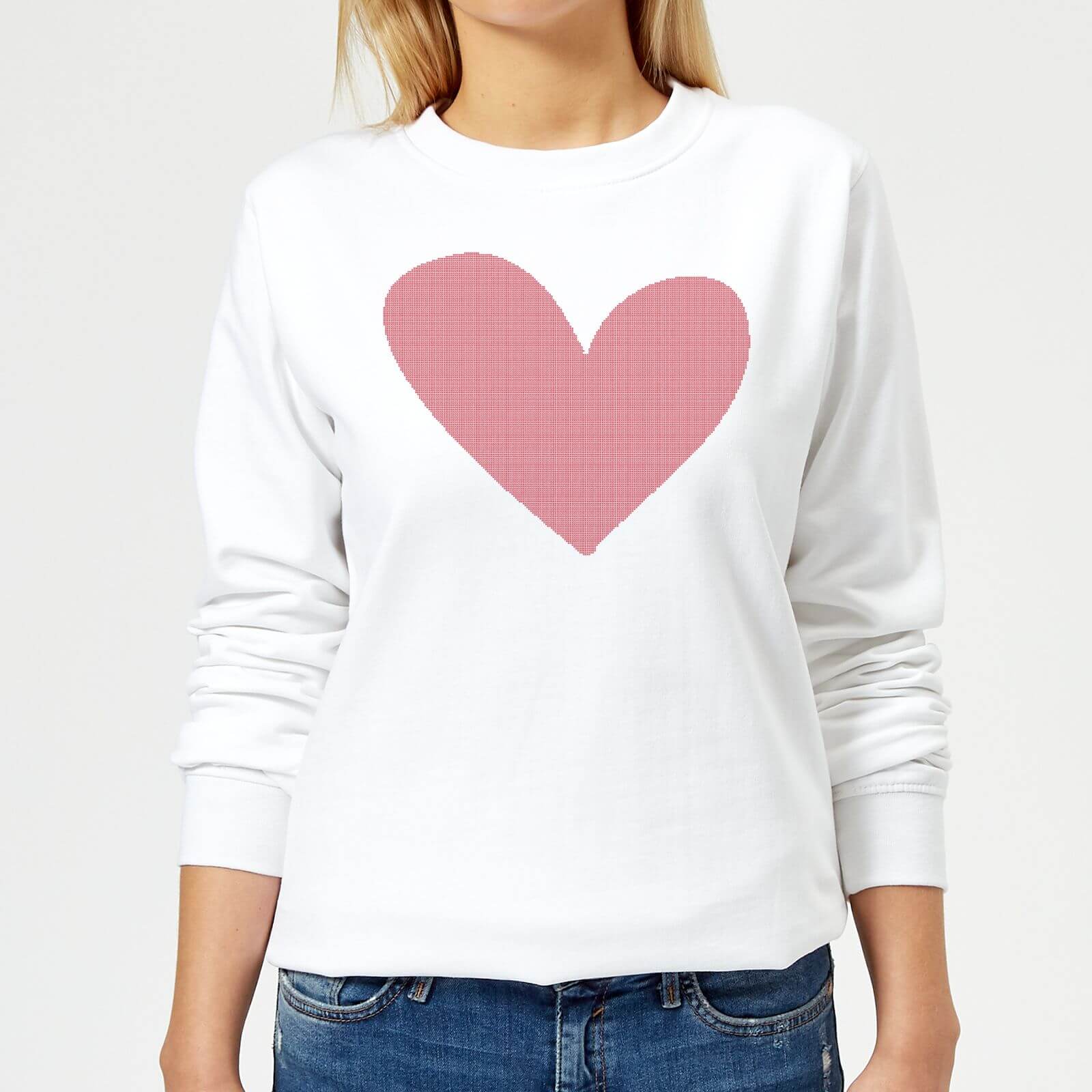 Cross Stitch Heart Women's Sweatshirt - White - XS - White