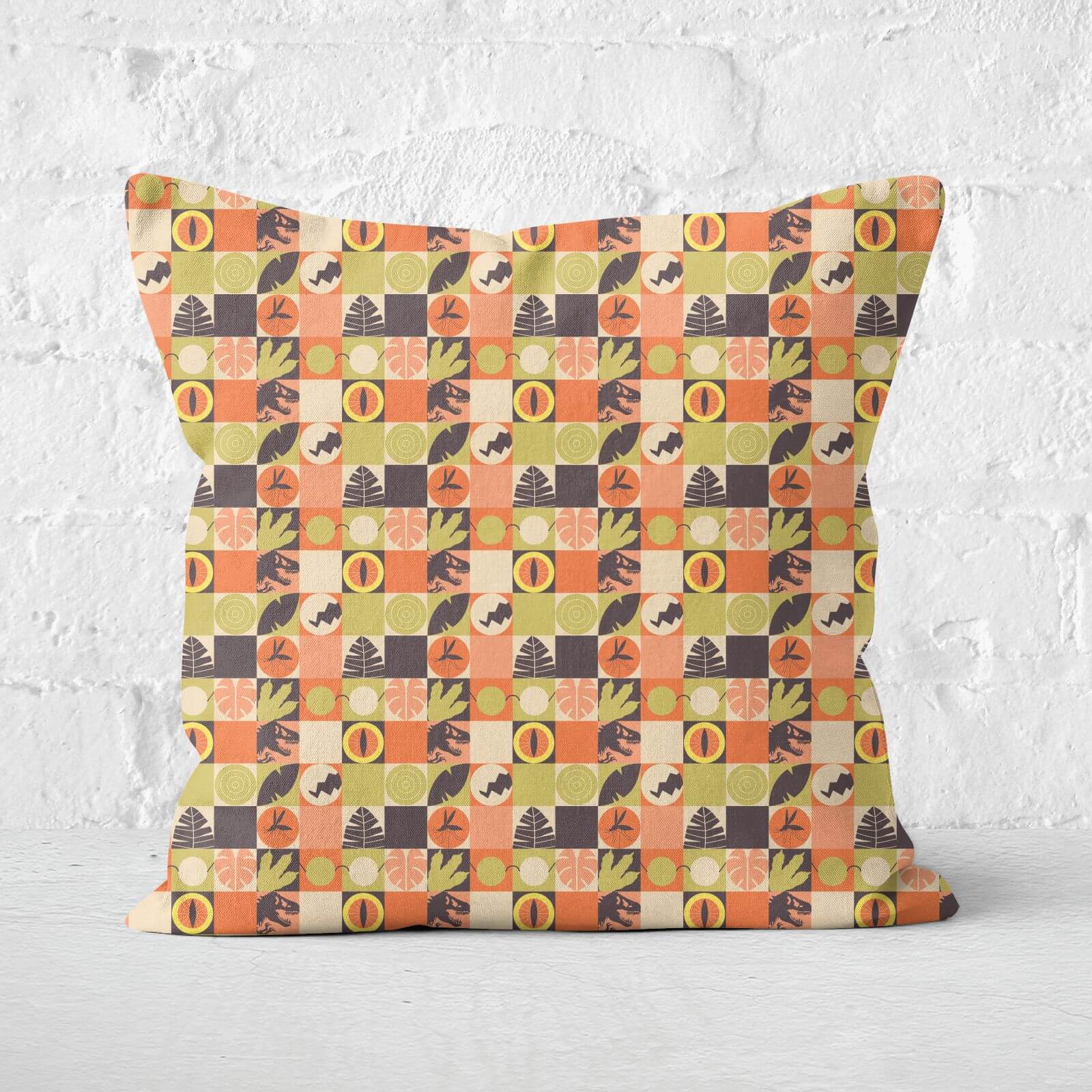 Orange Jurassic Park Square Cushion 40x40cm - 50x50cm - Soft Touch