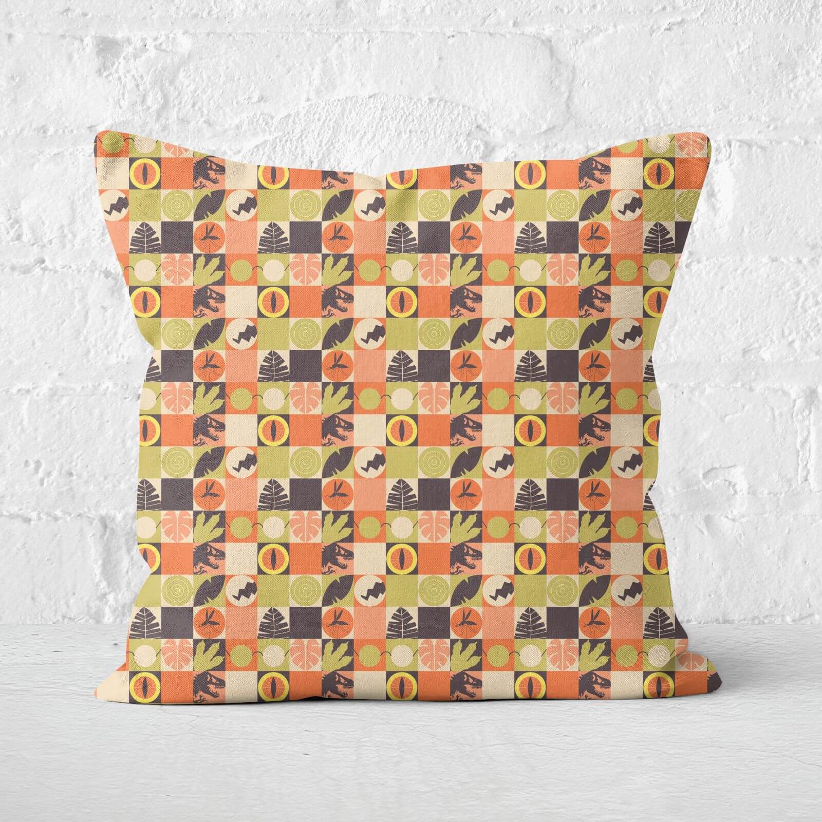 Orange Jurassic Park Square Cushion 40x40cm - 60x60cm - Soft Touch