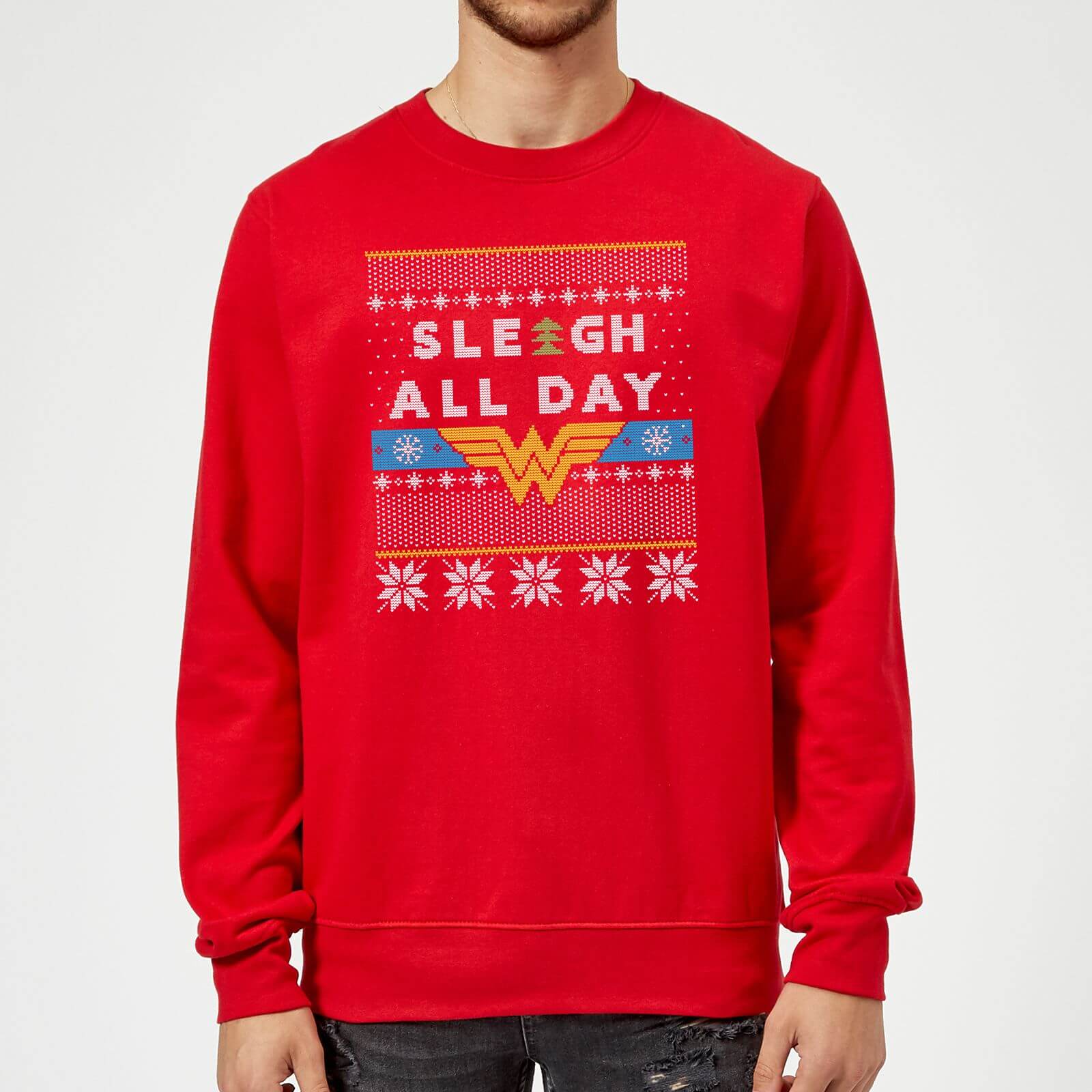 Wonder Woman 'Sleigh All Day Christmas Jumper - Red - M