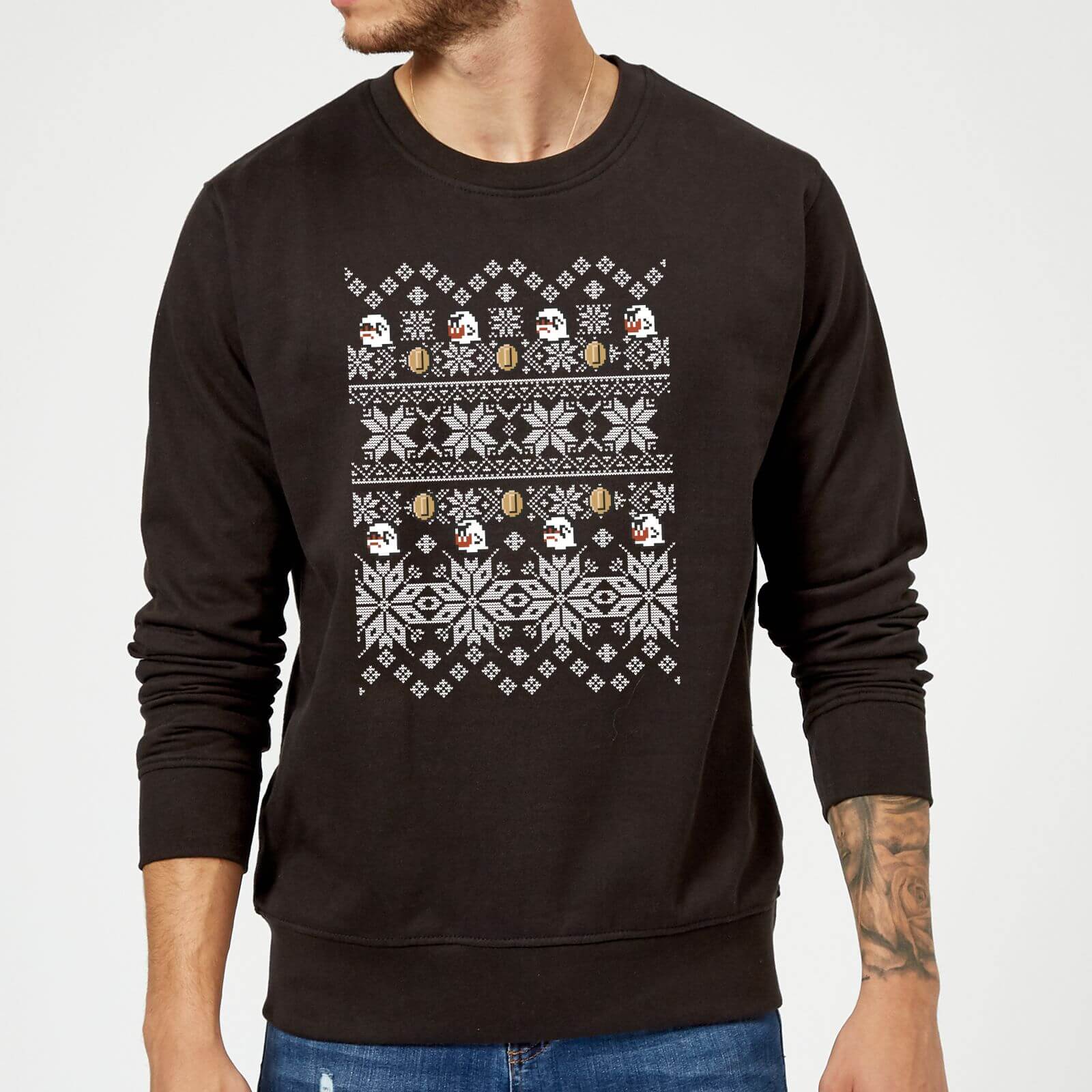 

Nintendo Super Mario Retro Boo Christmas Sweatshirt - Black - S