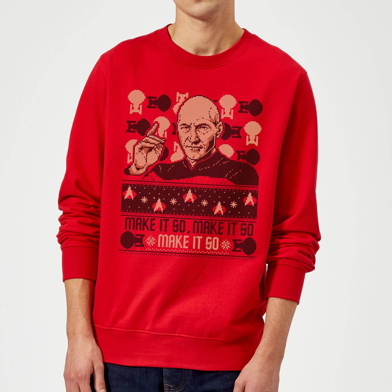 Star Trek: The Next Generation Make It So Christmas Sweatshirt - Red - M