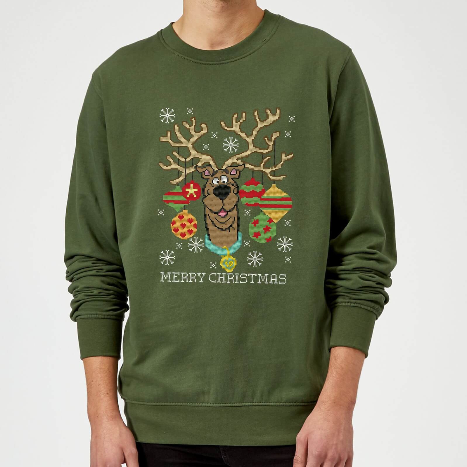 Scooby Doo Christmas Sweatshirt - Forest Green - M - Forest Green