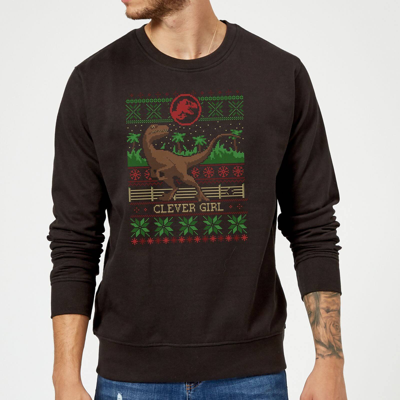 Jurassic Park Clever Girl Christmas Sweatshirt - Black - S