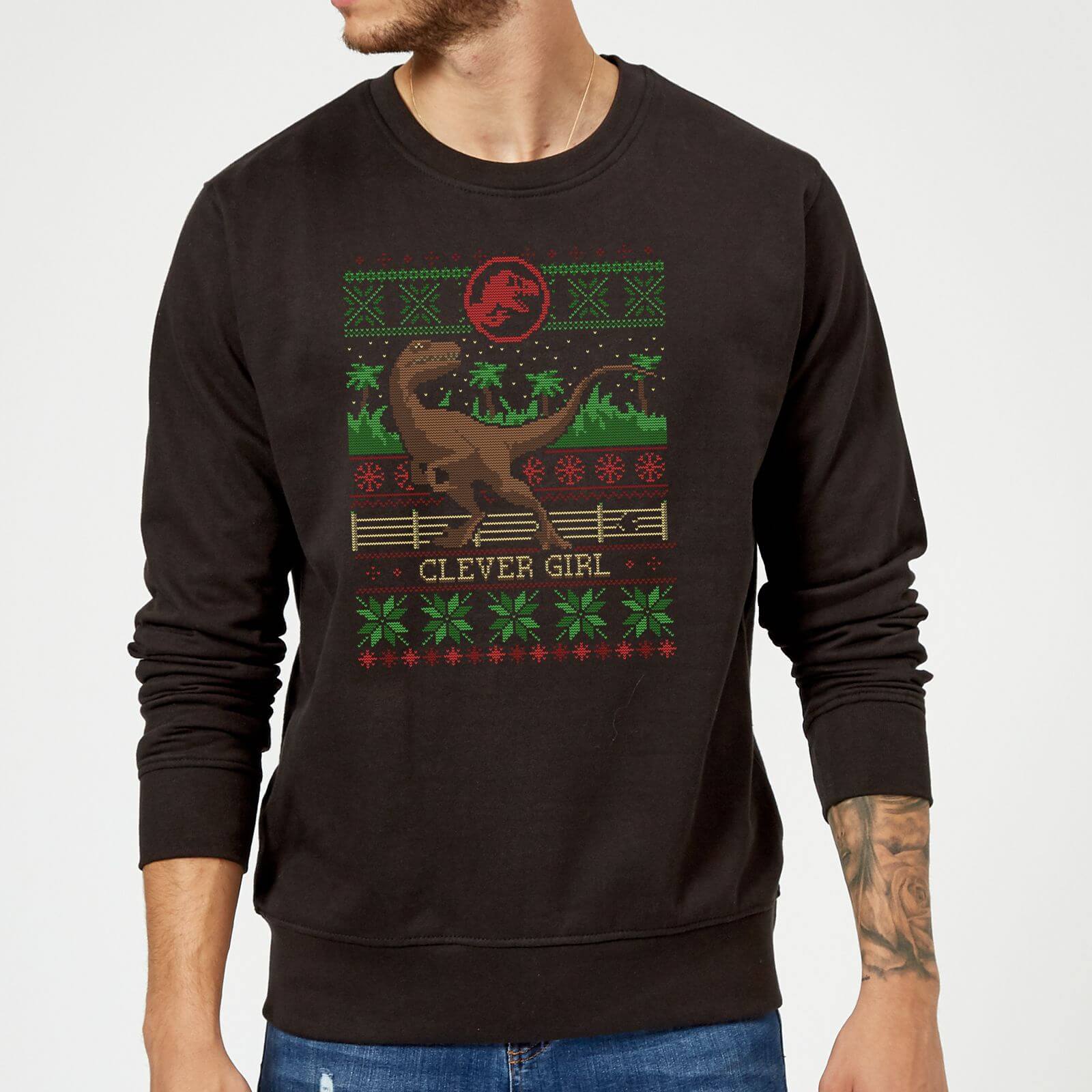 Jurassic Park Clever Girl Christmas Sweater - Black - XL