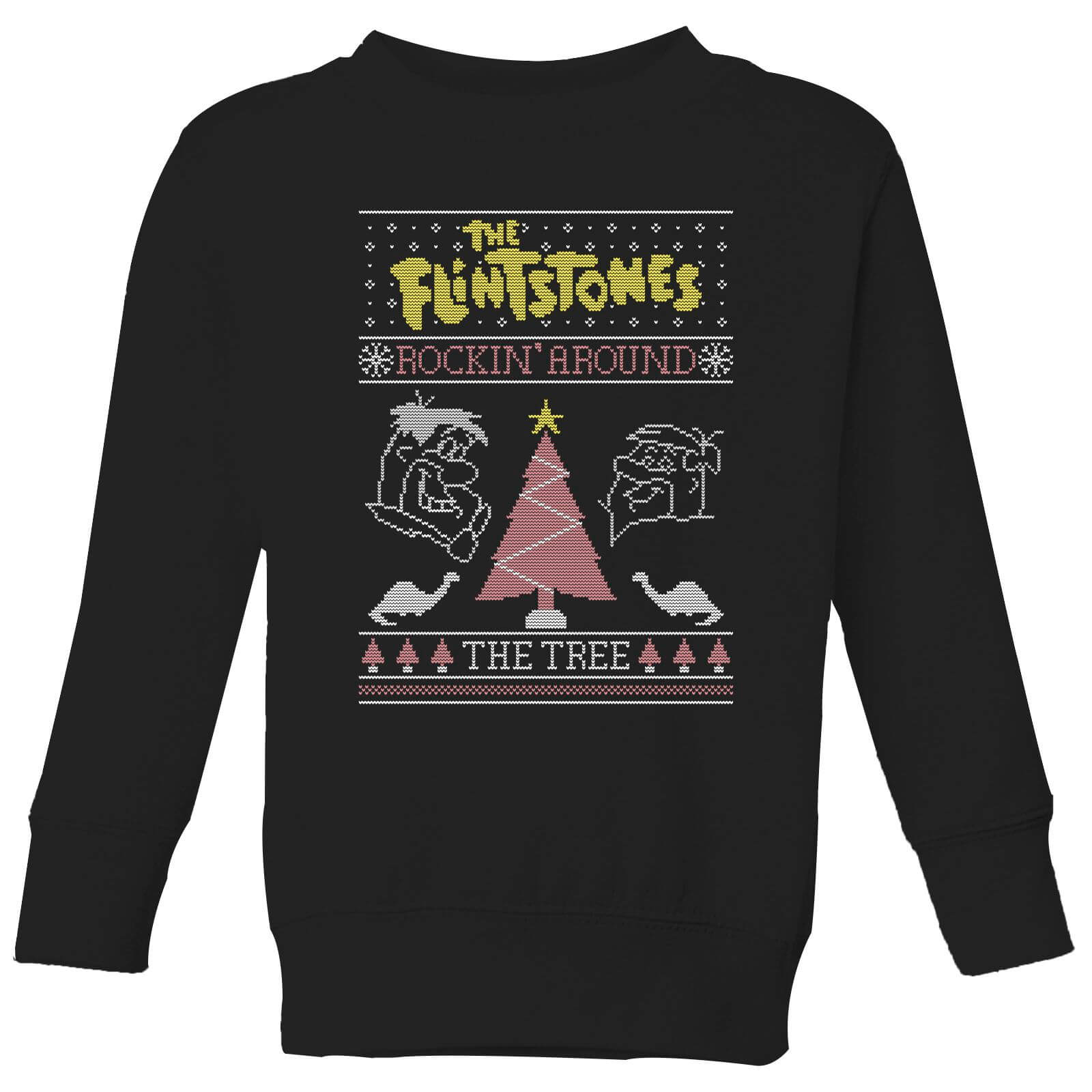 Flintstones Rockin Around The Tree Kids' Christmas Sweatshirt - Black - 3-4 Years - Black