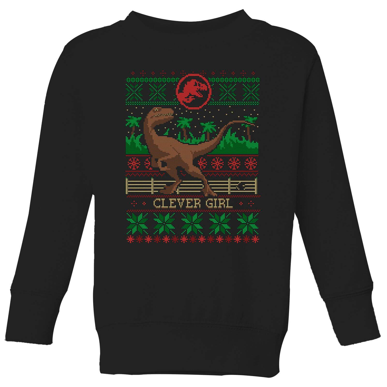 Jurassic Park Clever Girl Kids' Christmas Sweatshirt - Black - 3-4 Years