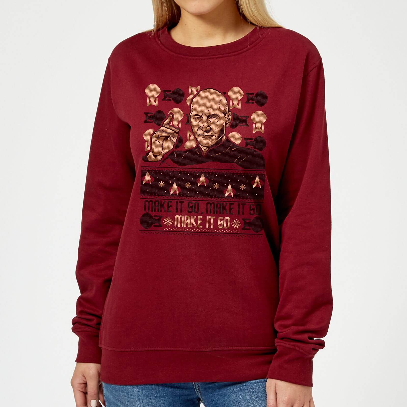 Star Trek: The Next Generation Make It So Women's Christmas Sweatshirt - Burgundy - XS
