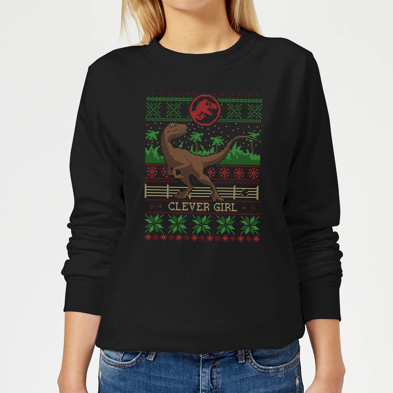 Jurassic Park Clever Girl Women's Christmas Sweatshirt - Black - XS