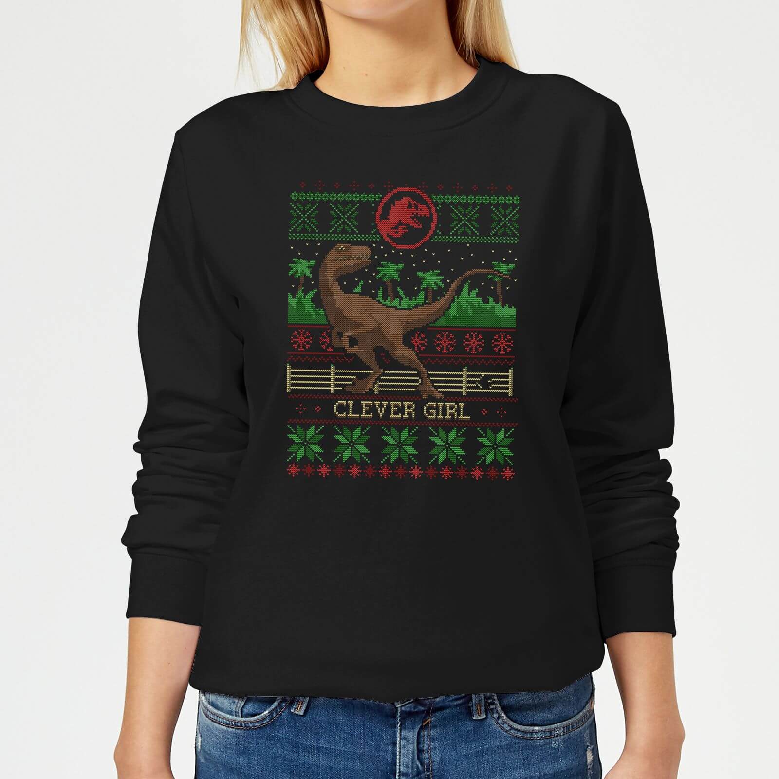 

Jurassic Park Clever Girl Maglione Natalizio Donna - Nero - XL