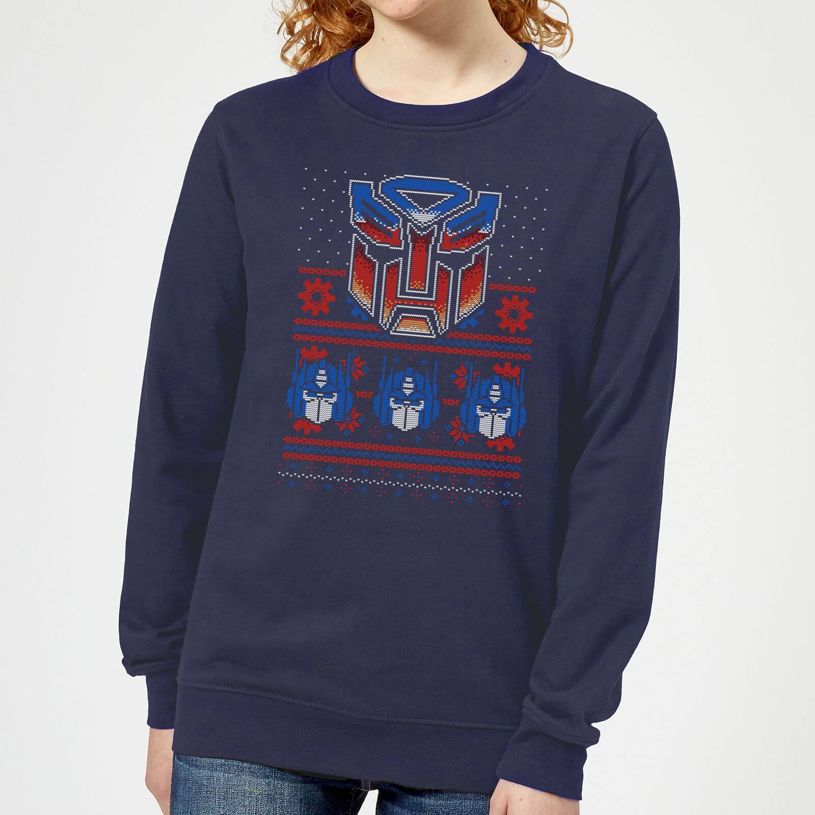 Autobots Classic Ugly Knit Women's Christmas Sweatshirt - Navy - XS