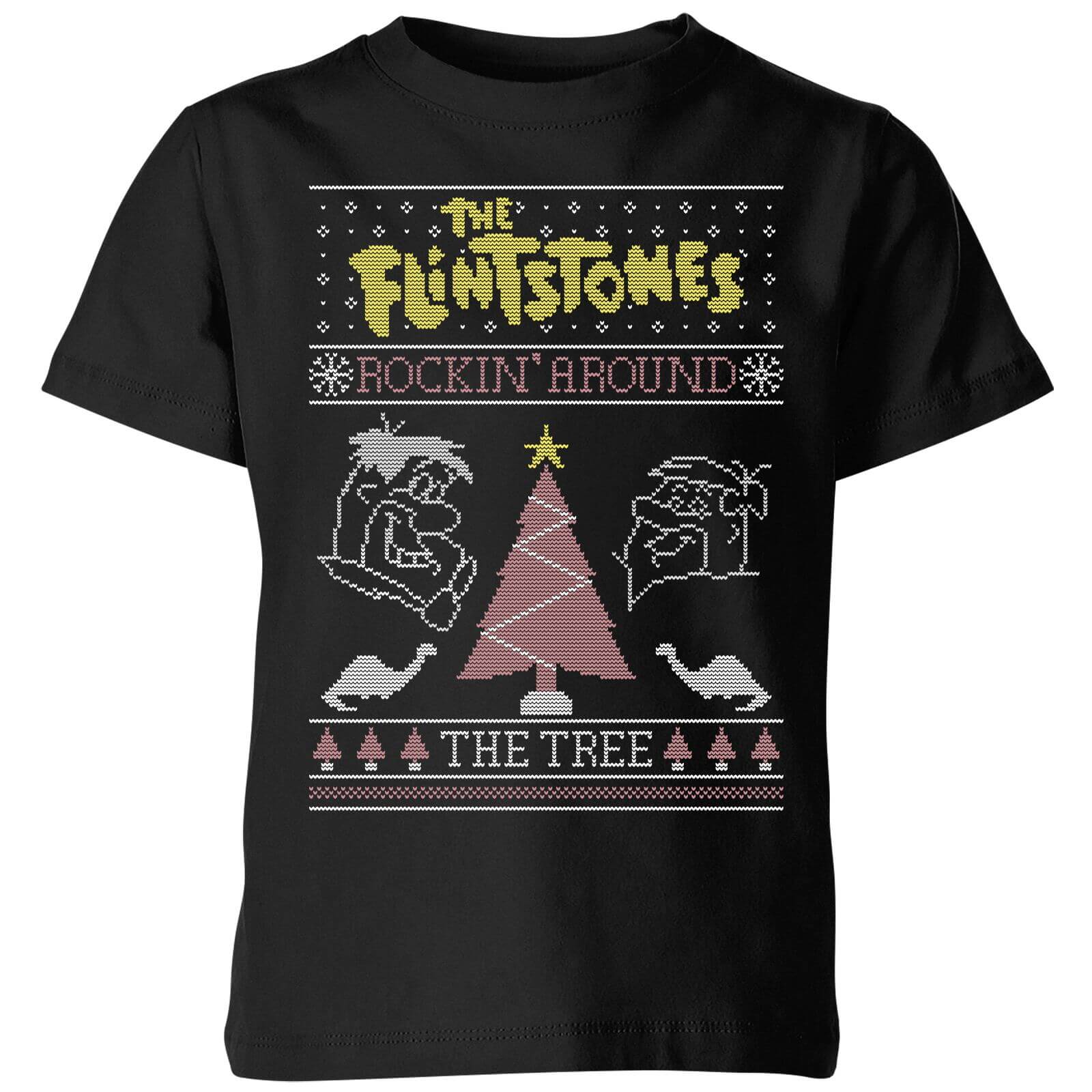 Flintstones Rockin Around The Tree Kids' Christmas T-Shirt - Black - 3-4 Years - Black