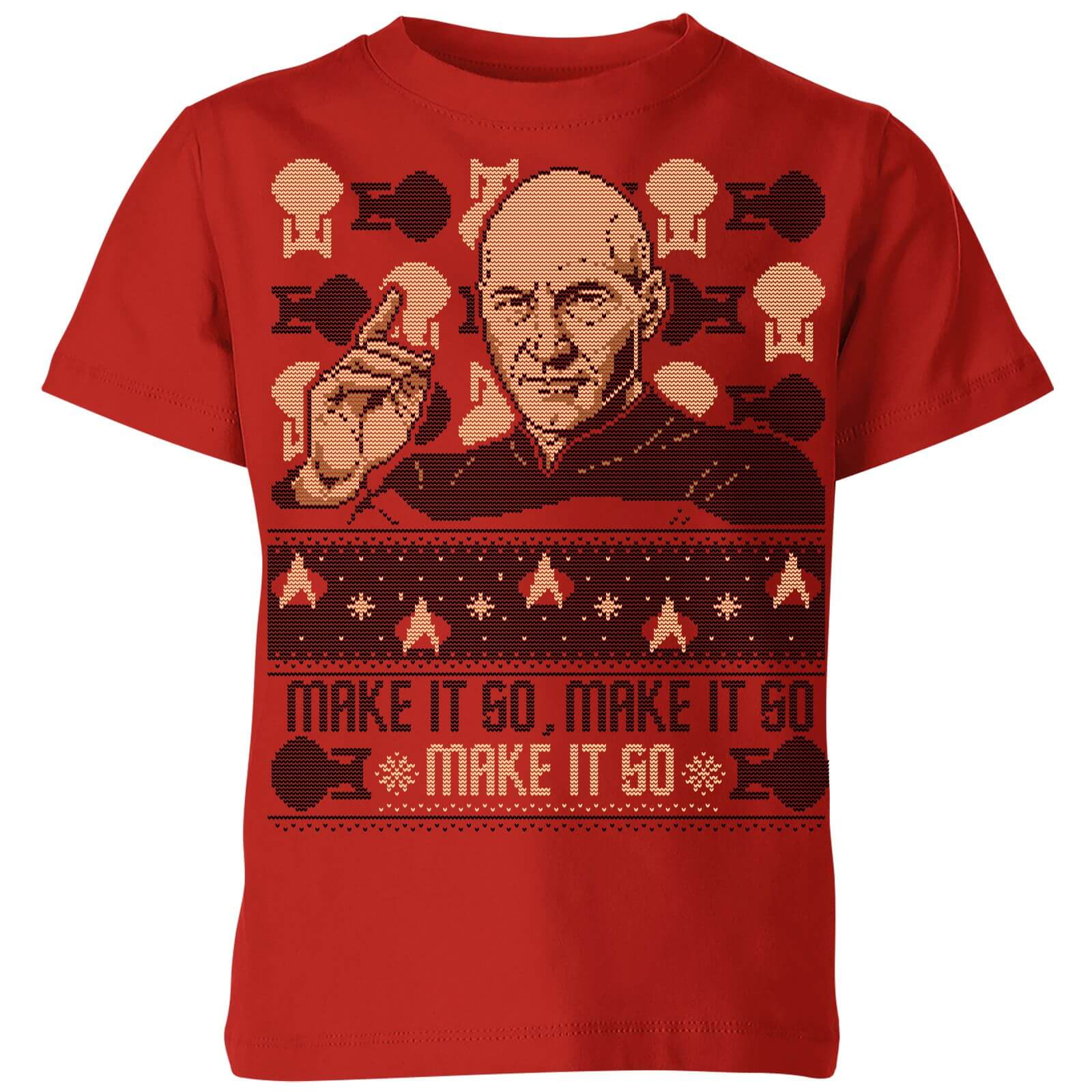 Star Trek: The Next Generation Make It So Kids' Christmas T-Shirt - Red - 5-6 Years