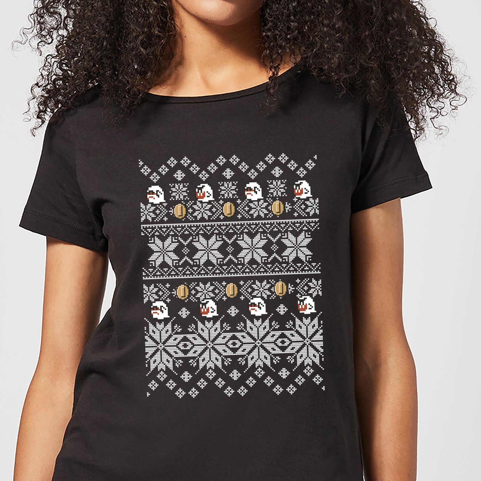 

Nintendo Super Mario Retro Boo Women's Christmas T-Shirt - Black - S - Noir