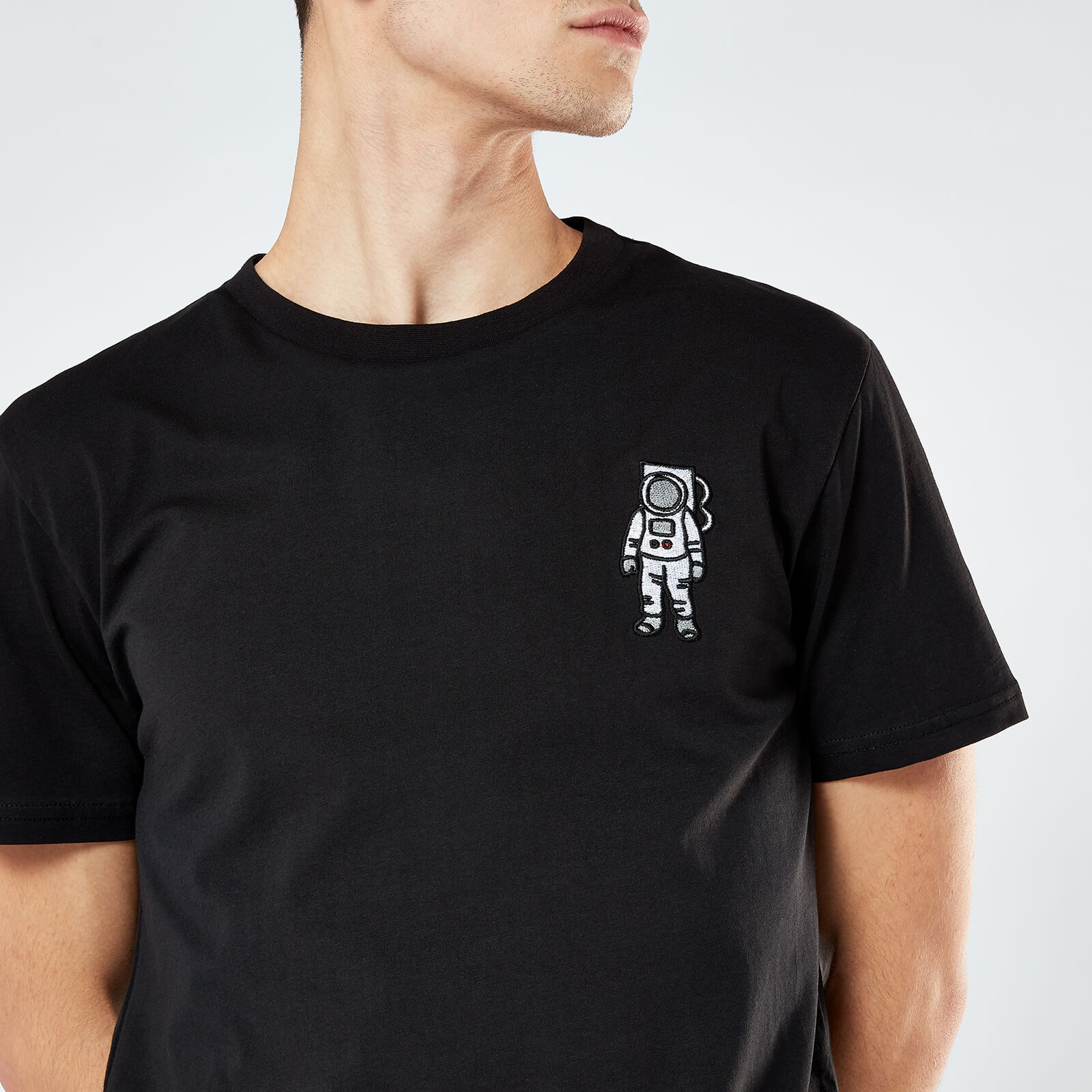 Astronaut Unisex Embroidered T-Shirt - Black - S - Black