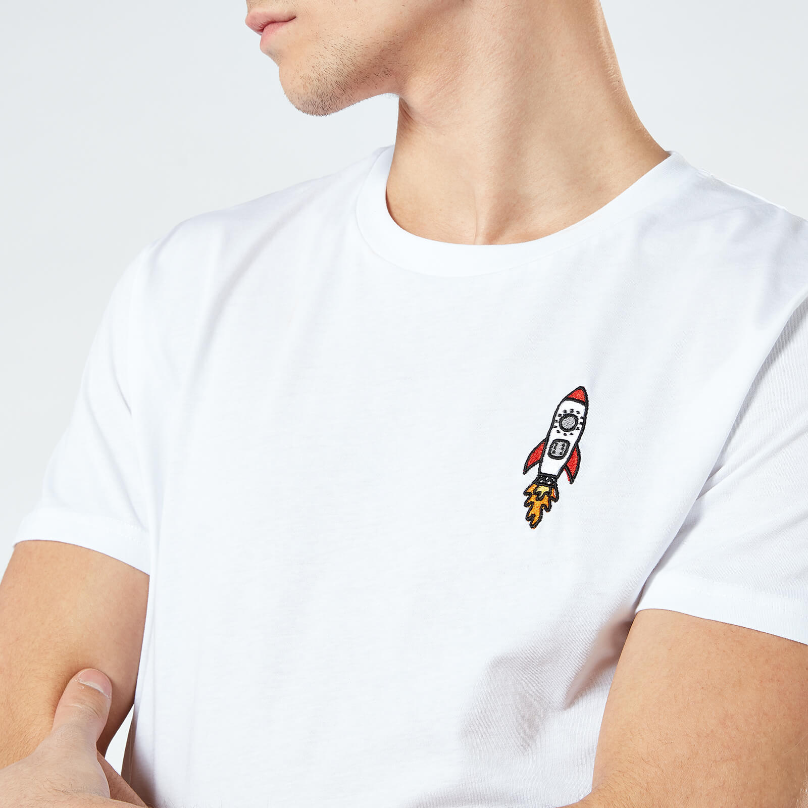 Rocket Unisex Embroidered T-Shirt - White - S - White