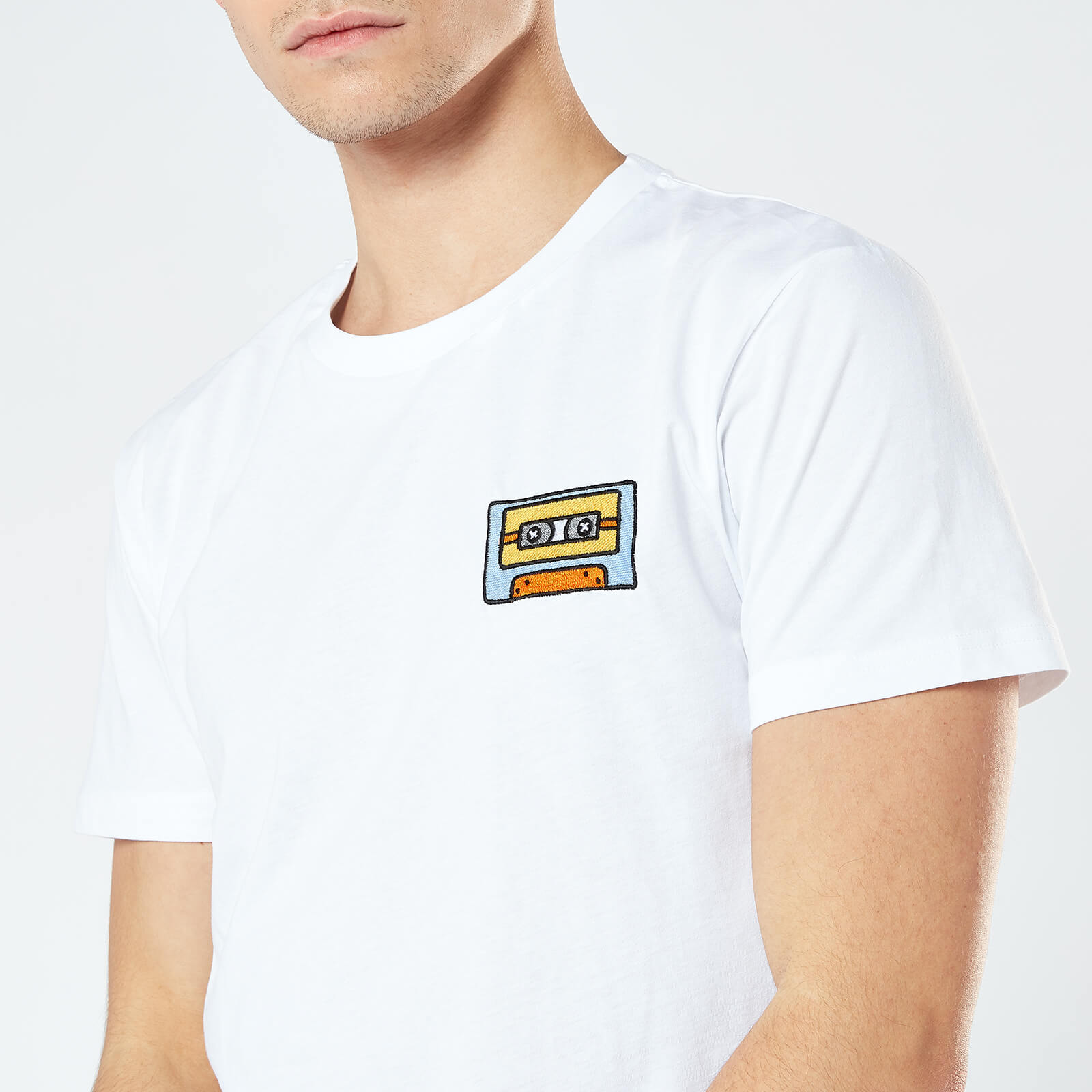 Cassette Tape Unisex Embroidered T-Shirt - White - S