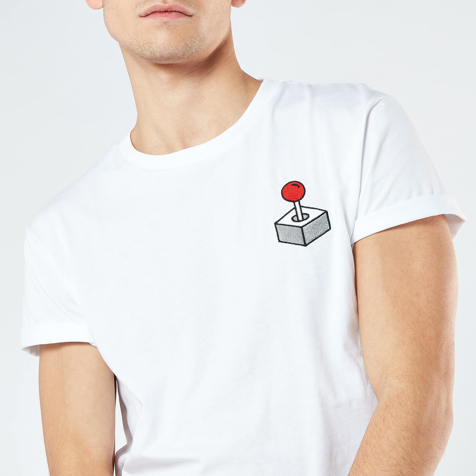 Joystick Unisex Embroidered T-Shirt - White - S