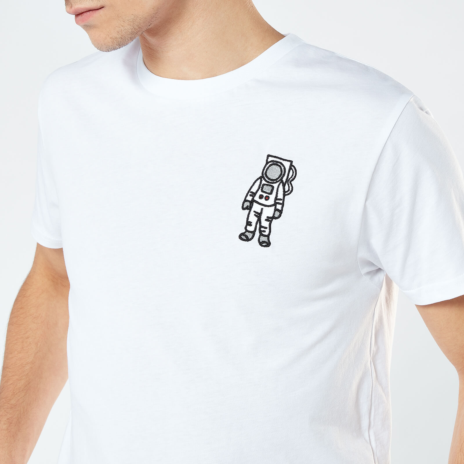 Astronaut Unisex Embroidered T-Shirt - White - S - White