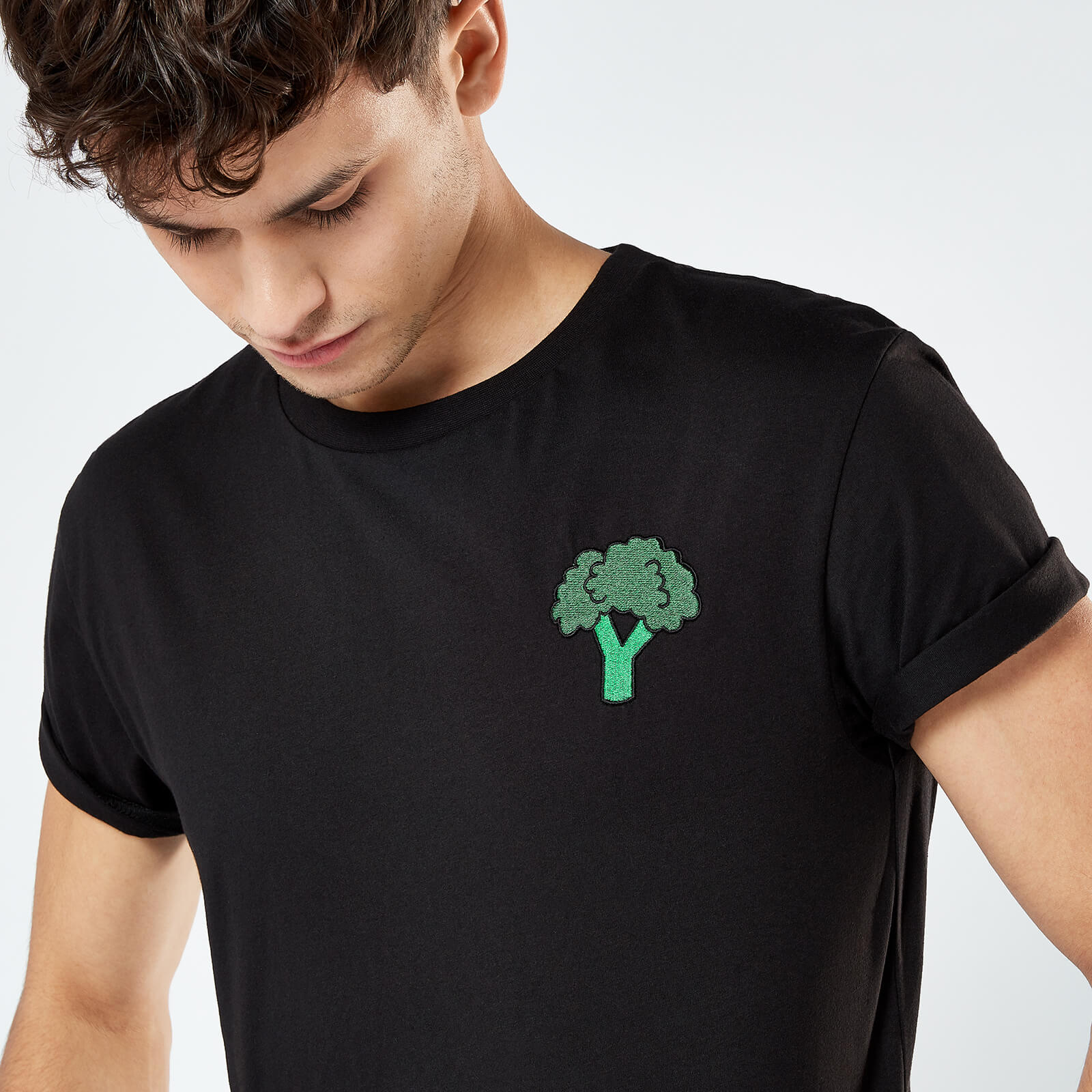 Broccoli Unisex Embroidered T-Shirt - Black - S - Black