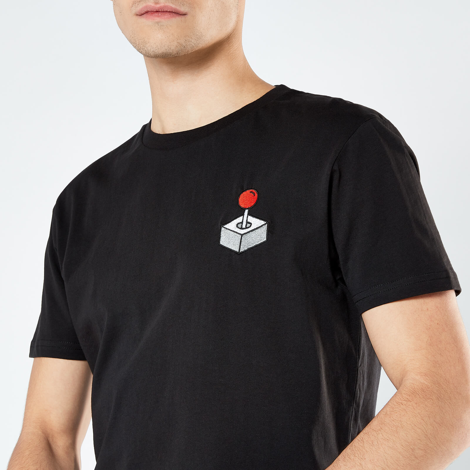 Joystick Unisex Embroidered T-Shirt - Black - S - Black