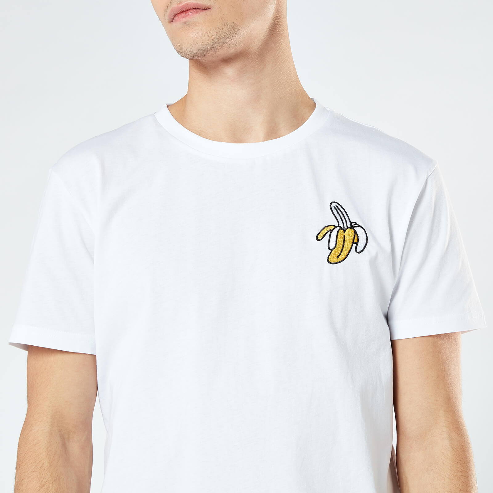 Banana Unisex Embroidered T-Shirt - White - S - White