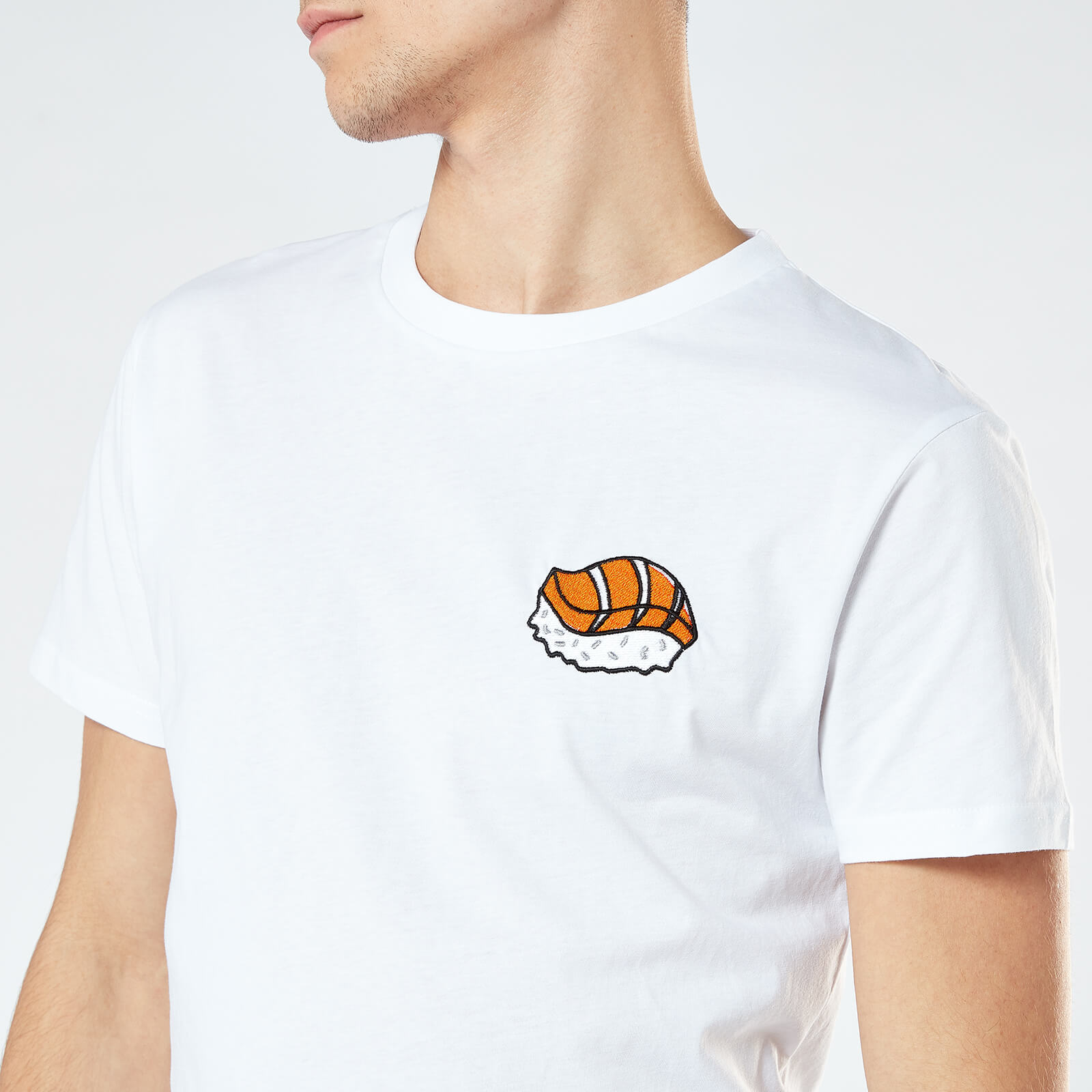 Sushi Unisex Embroidered T-Shirt - White - S - White