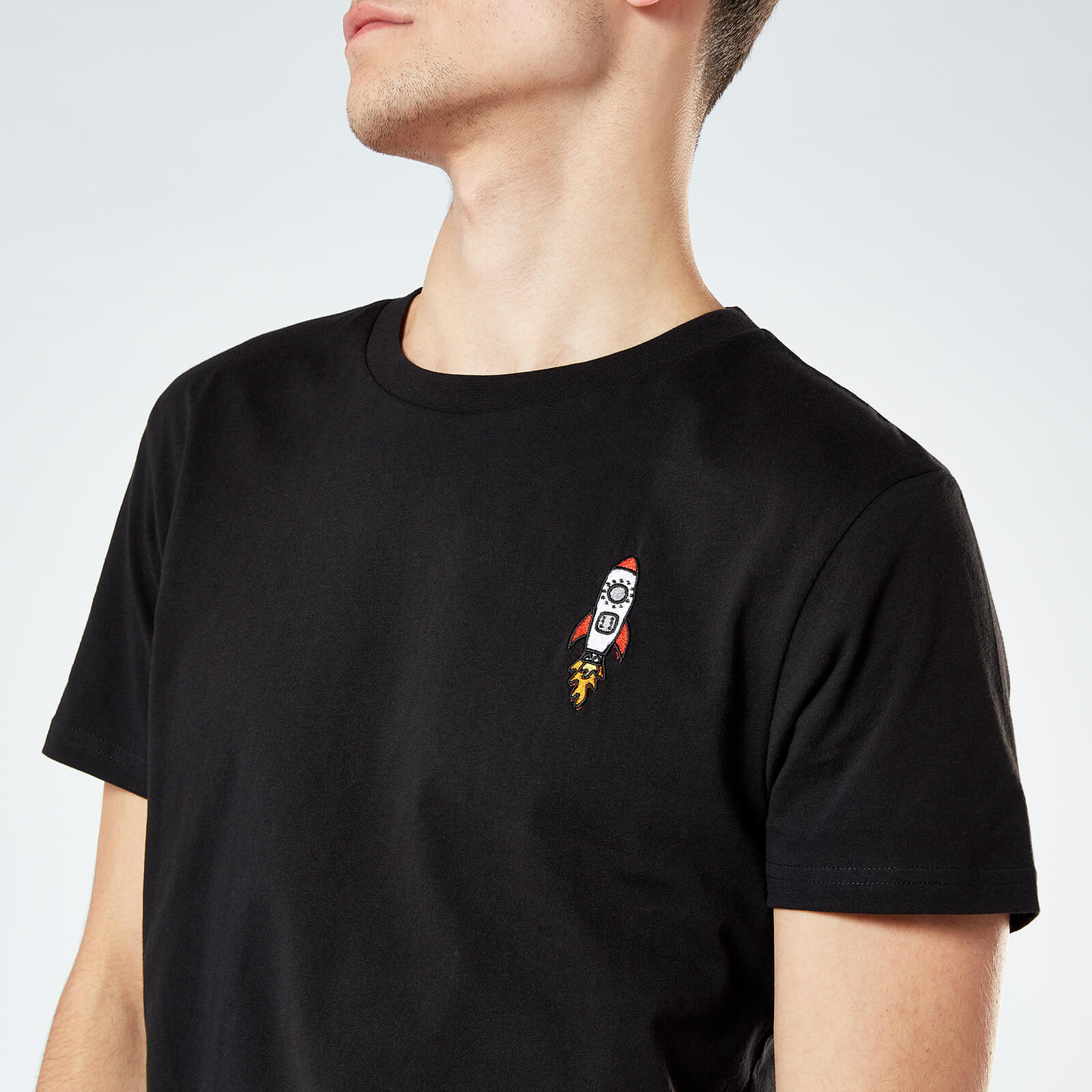 Rocket Unisex Embroidered T-Shirt - Black - S - Black