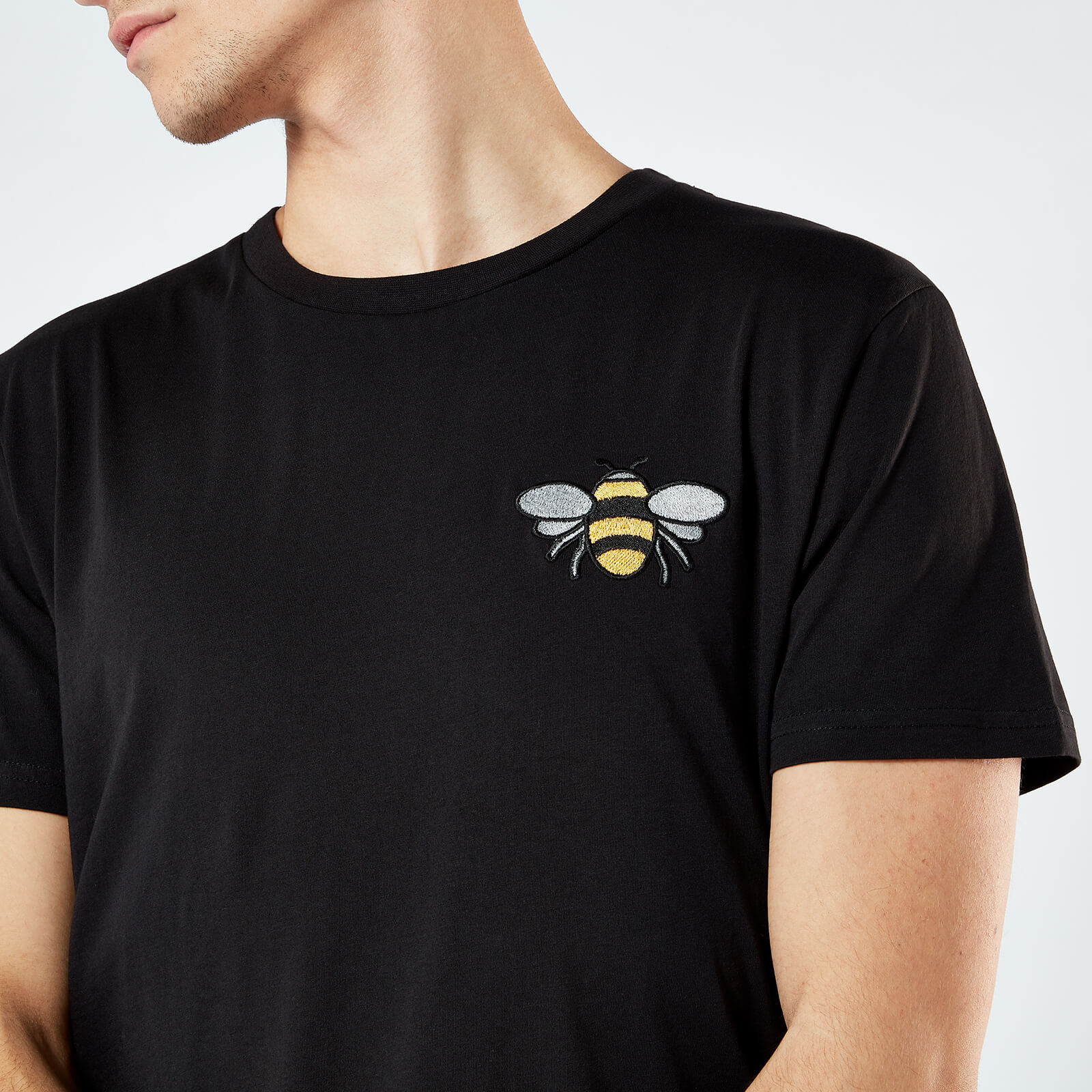 Bee Unisex Embroidered T-Shirt - Black - S - Black
