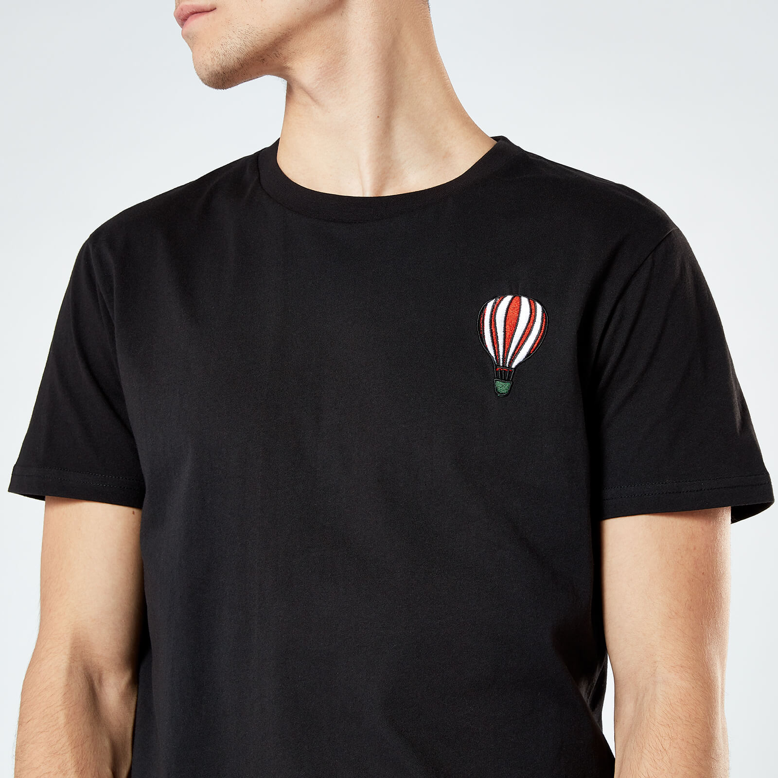Hot Air Balloon Unisex Embroidered T-Shirt - Black - XXL - Black