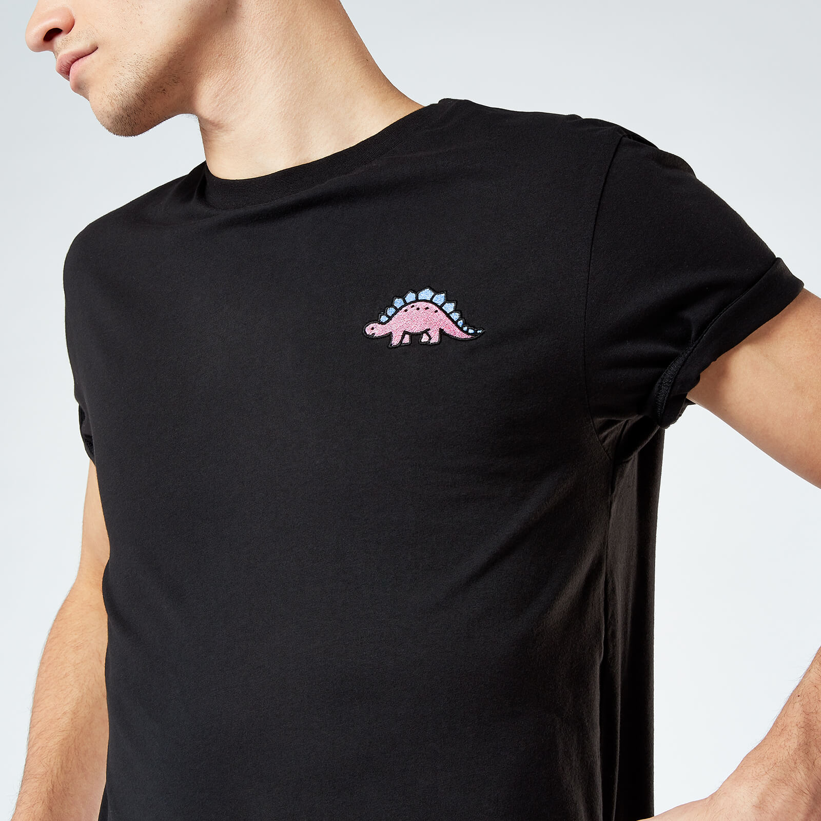 Stegosaurus Unisex Embroidered T-Shirt - Black - S - Black