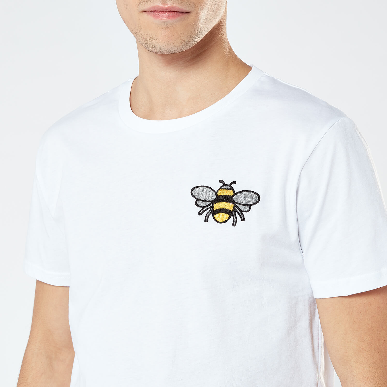 Bee Unisex Embroidered T-Shirt - White - S - White