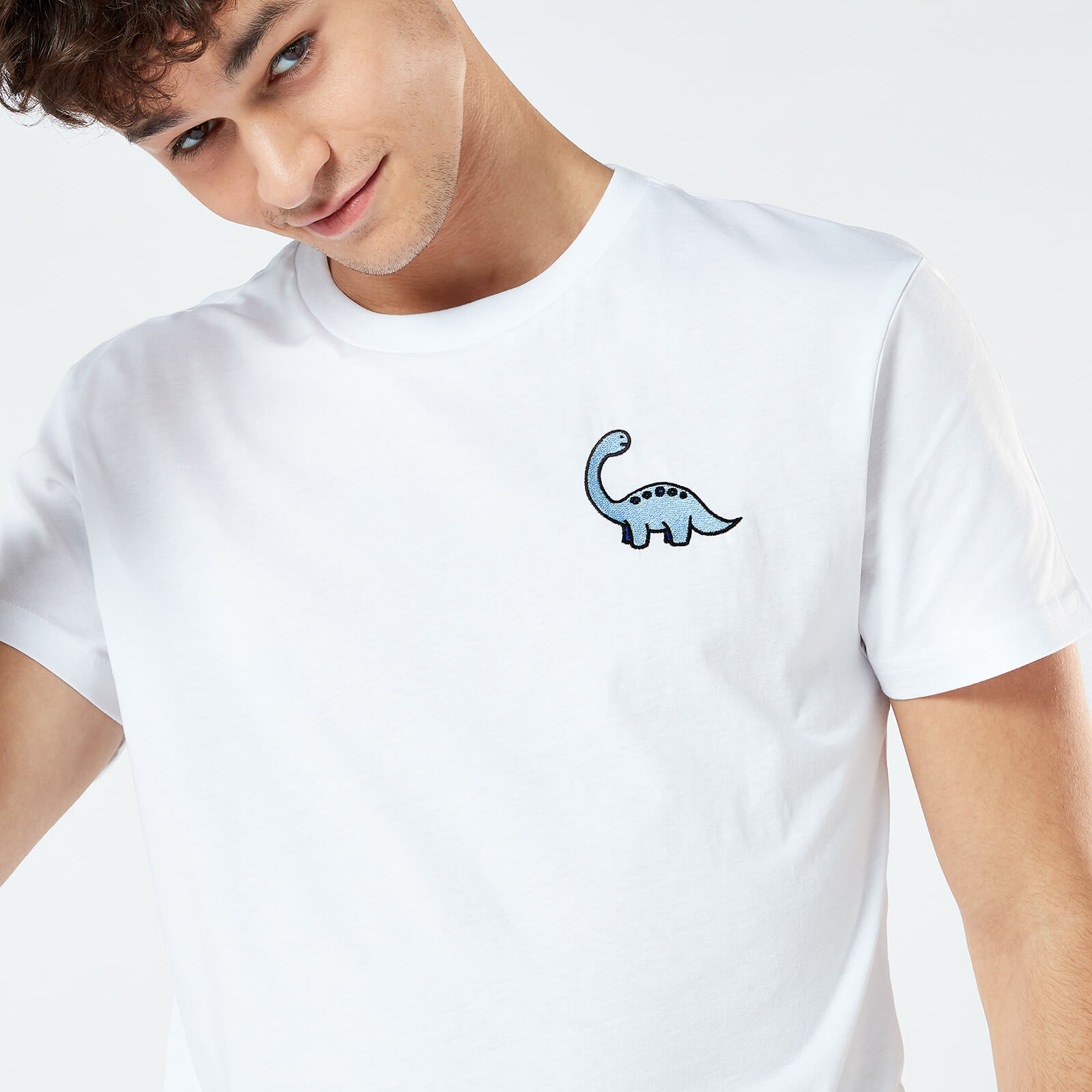 Diplodocus Unisex Embroidered T-Shirt - White - S - White