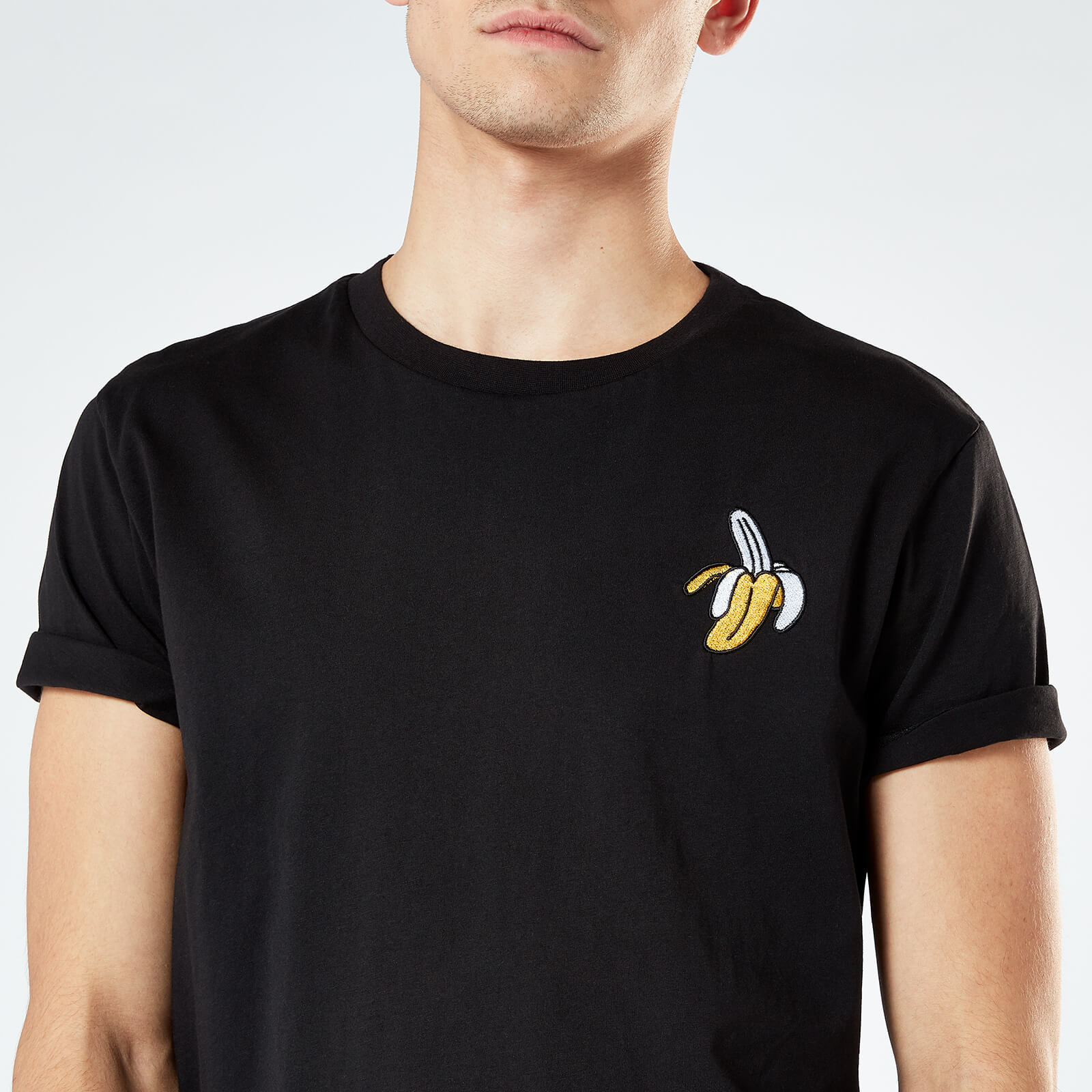 Banana Unisex Embroidered T-Shirt - Black - S - Black