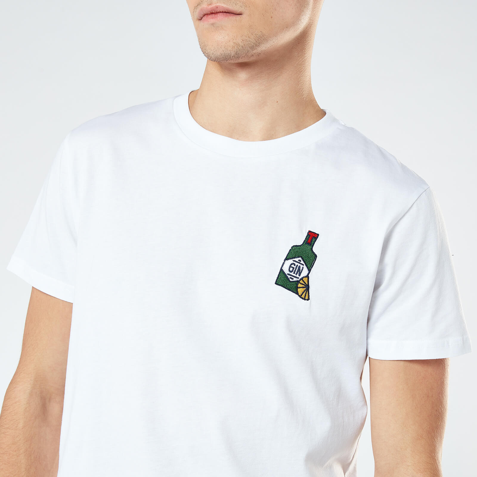 Gin Unisex Embroidered T-Shirt - White - S - White
