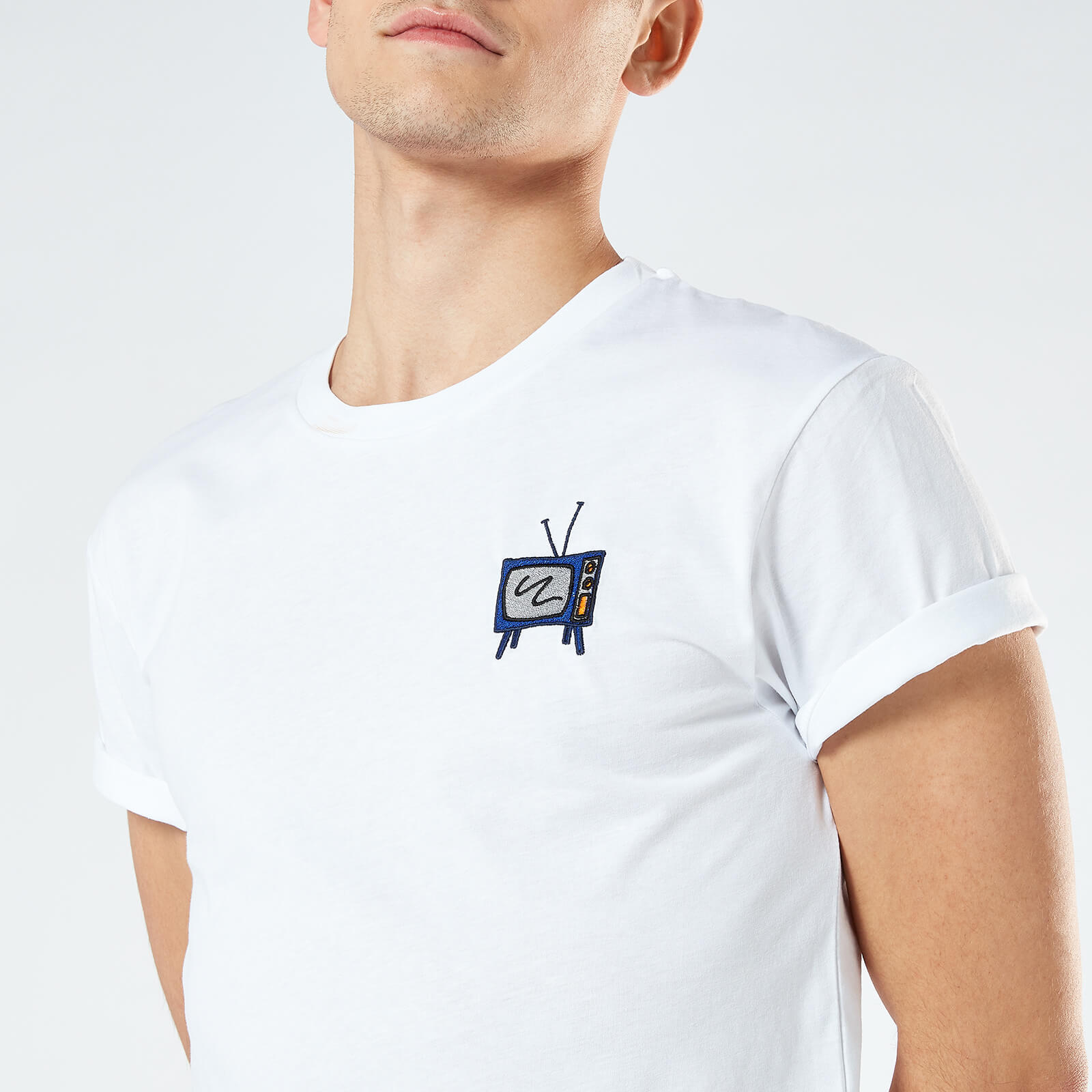 Classic TV Unisex Embroidered T-Shirt - White - M - White