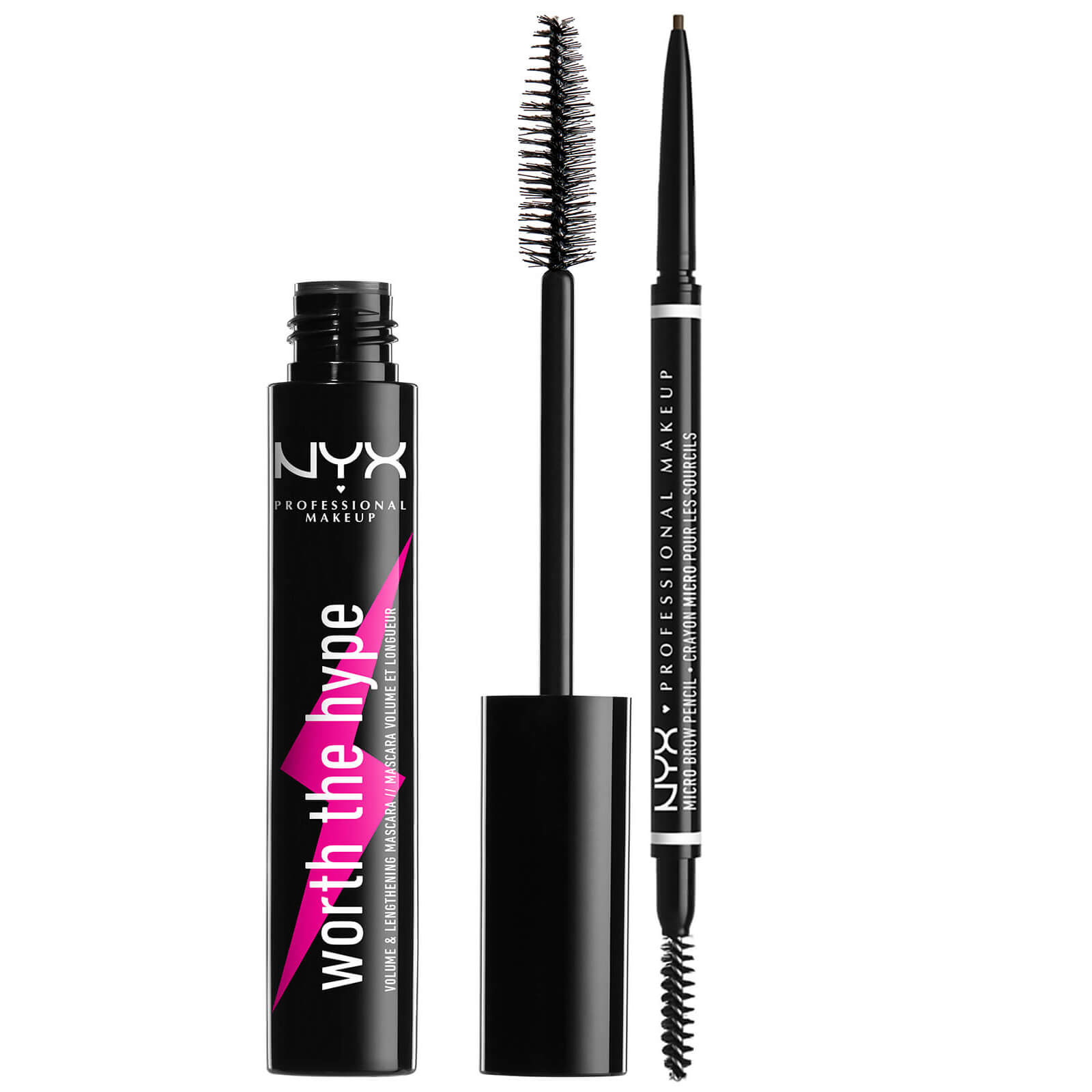 Image of NYX Professional Makeup Micro Eyebrow Pencil and Black Volumizing Mascara Duo