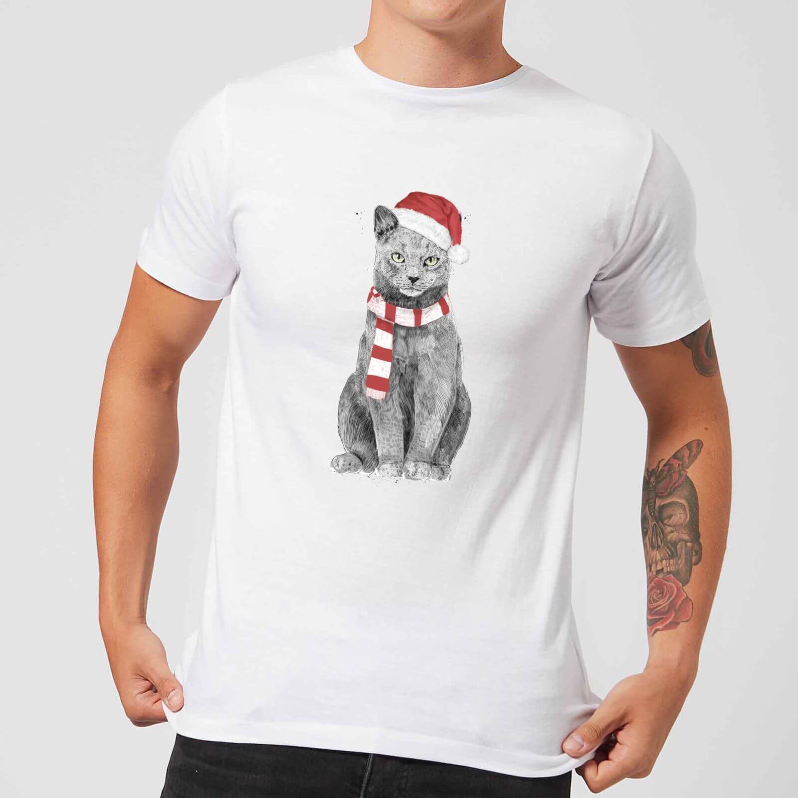 Balazs Solti Xmas Cat Men's T-Shirt - White - S - White