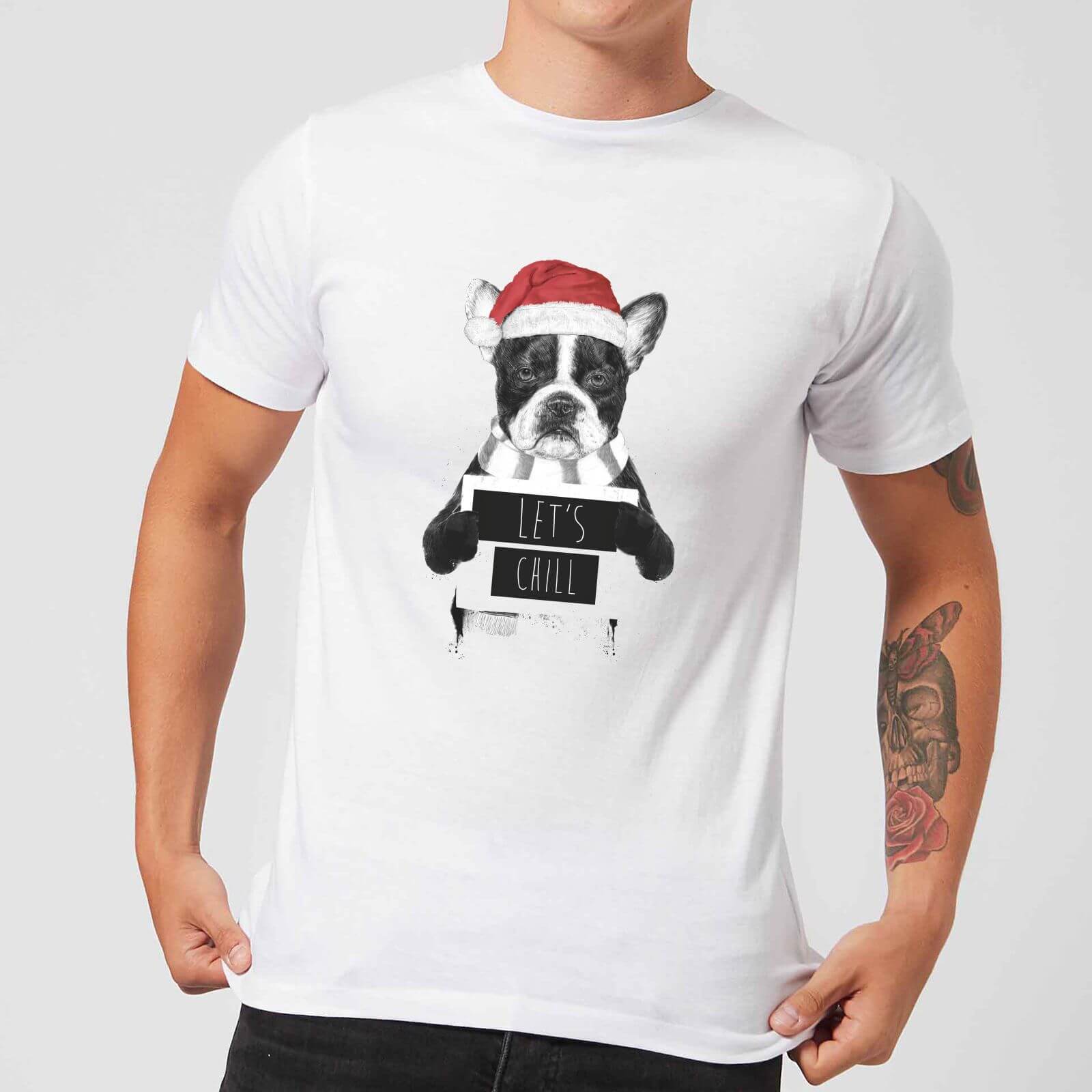 Balazs Solti Let It Snow Frenchie Christmas Men's T-Shirt - White - S - White