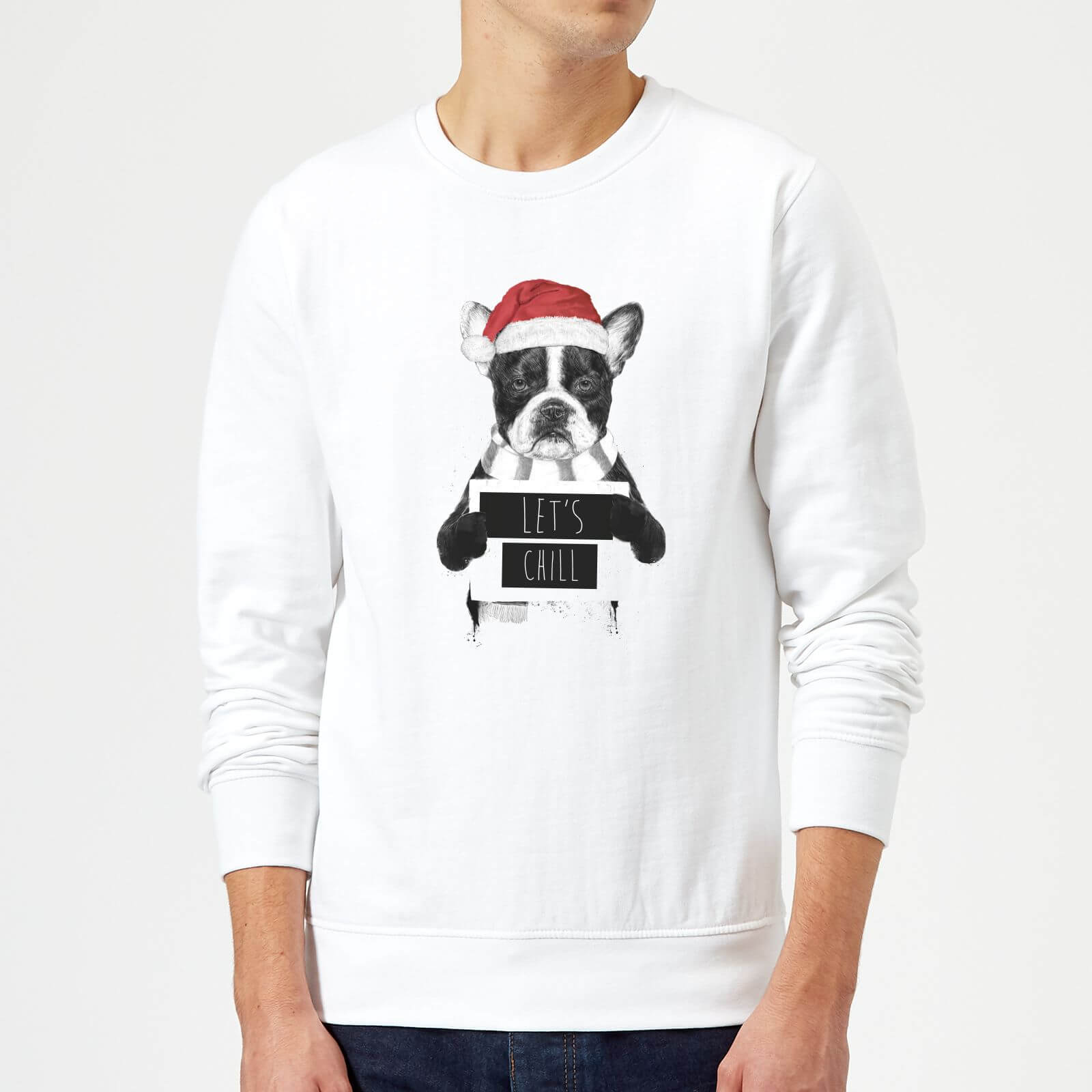Balazs Solti Let It Snow Frenchie Christmas Sweatshirt - White - S