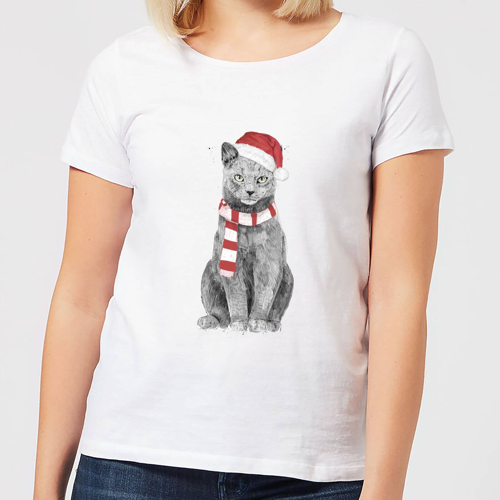 Balazs Solti Xmas Cat Women's T-Shirt - White - S - White