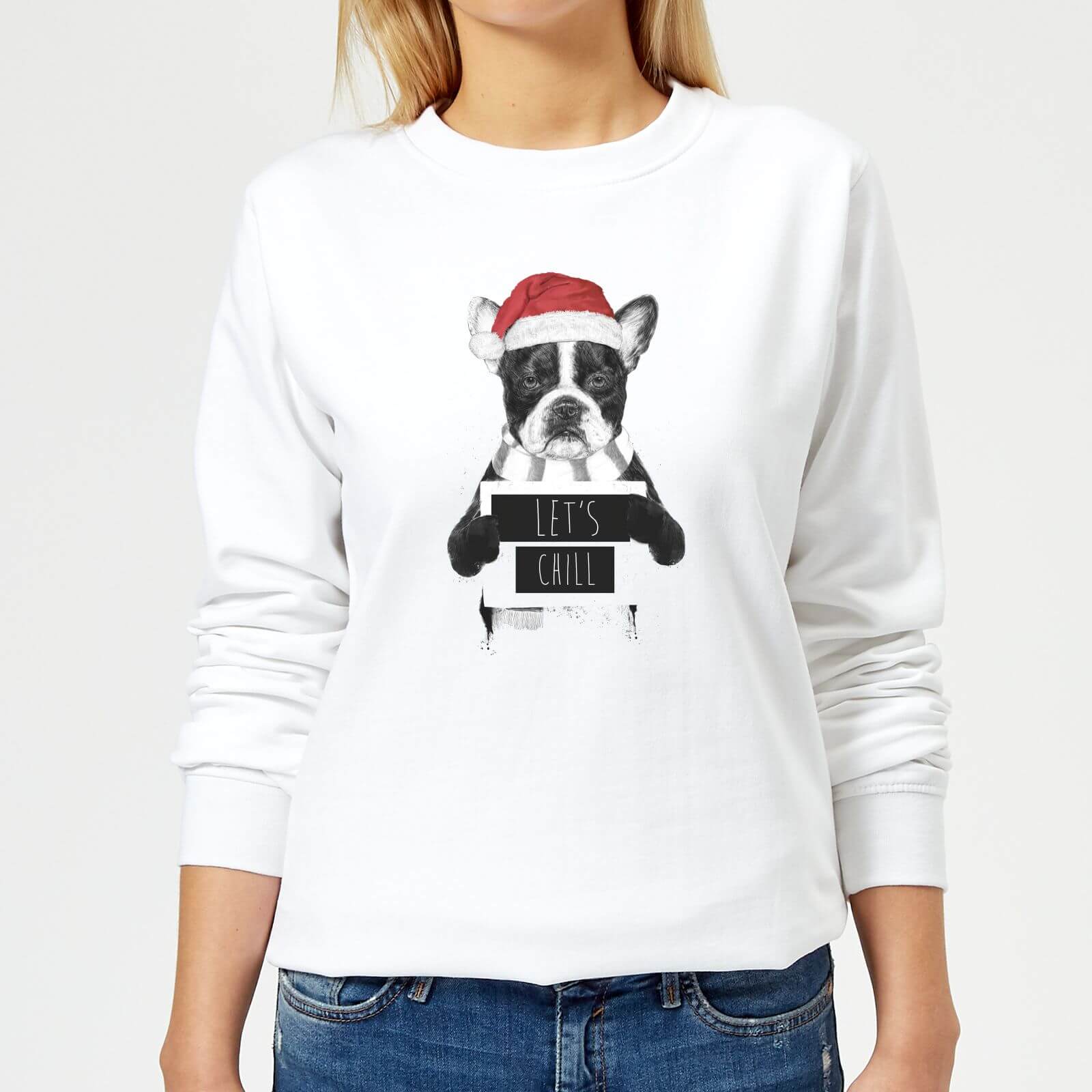 Balazs Solti Let It Snow Frenchie Christmas Women's Sweatshirt - White - XS