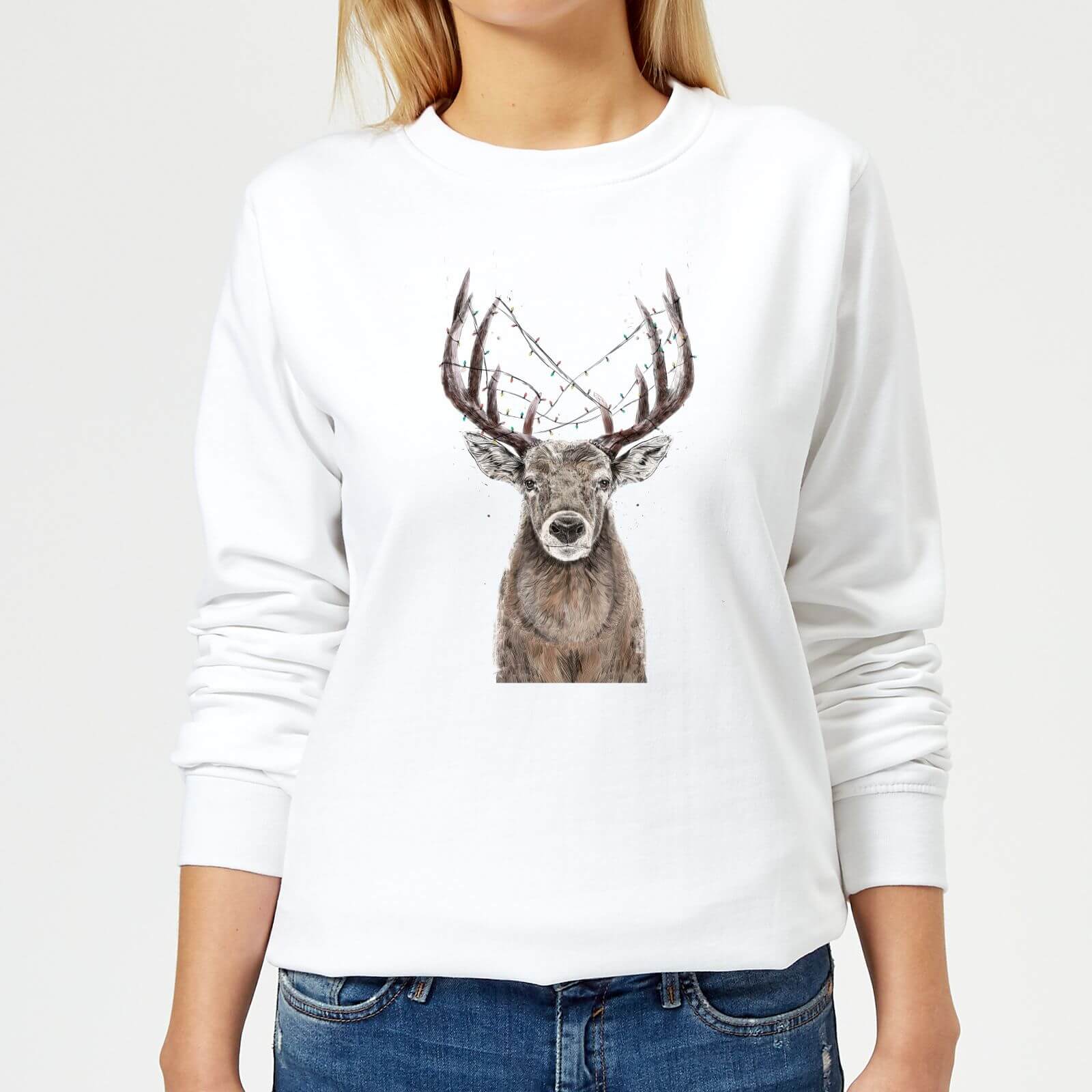 Balazs Solti Xmas Deer Women's Sweatshirt - White - XS