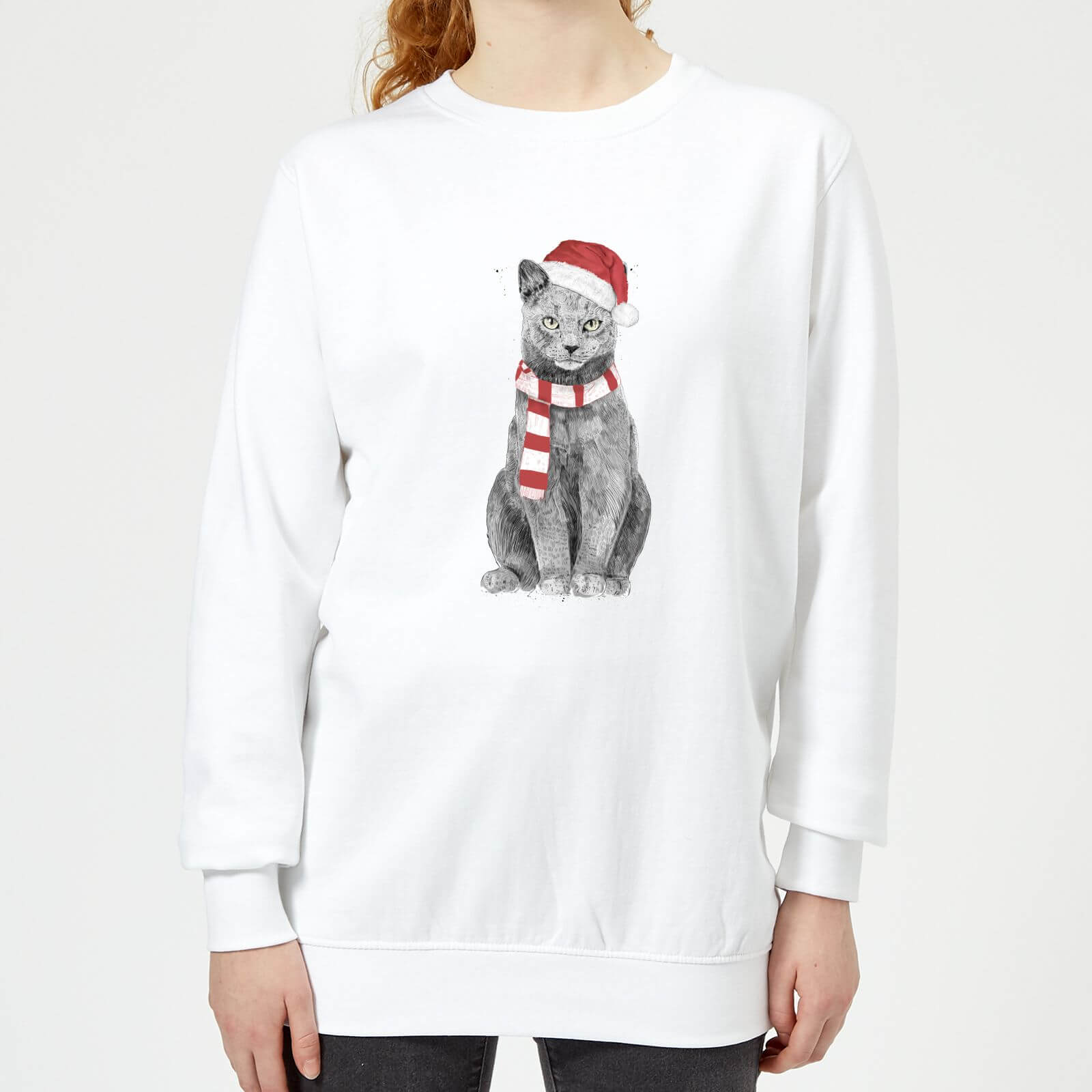 Balazs Solti Xmas Cat Women's Sweatshirt - White - XS - White