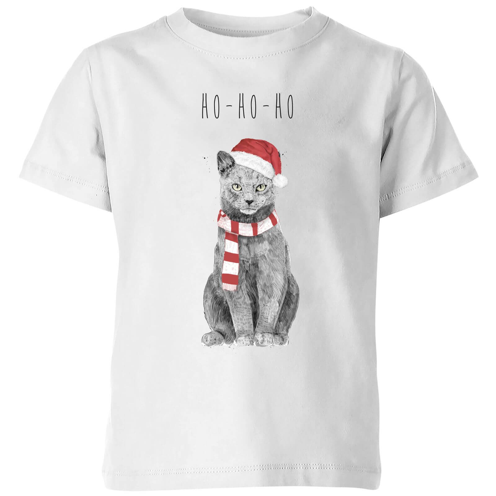 Balazs Solti Ho Ho Ho Christmas Cat Kids' T-Shirt - White - 3-4 Years - White