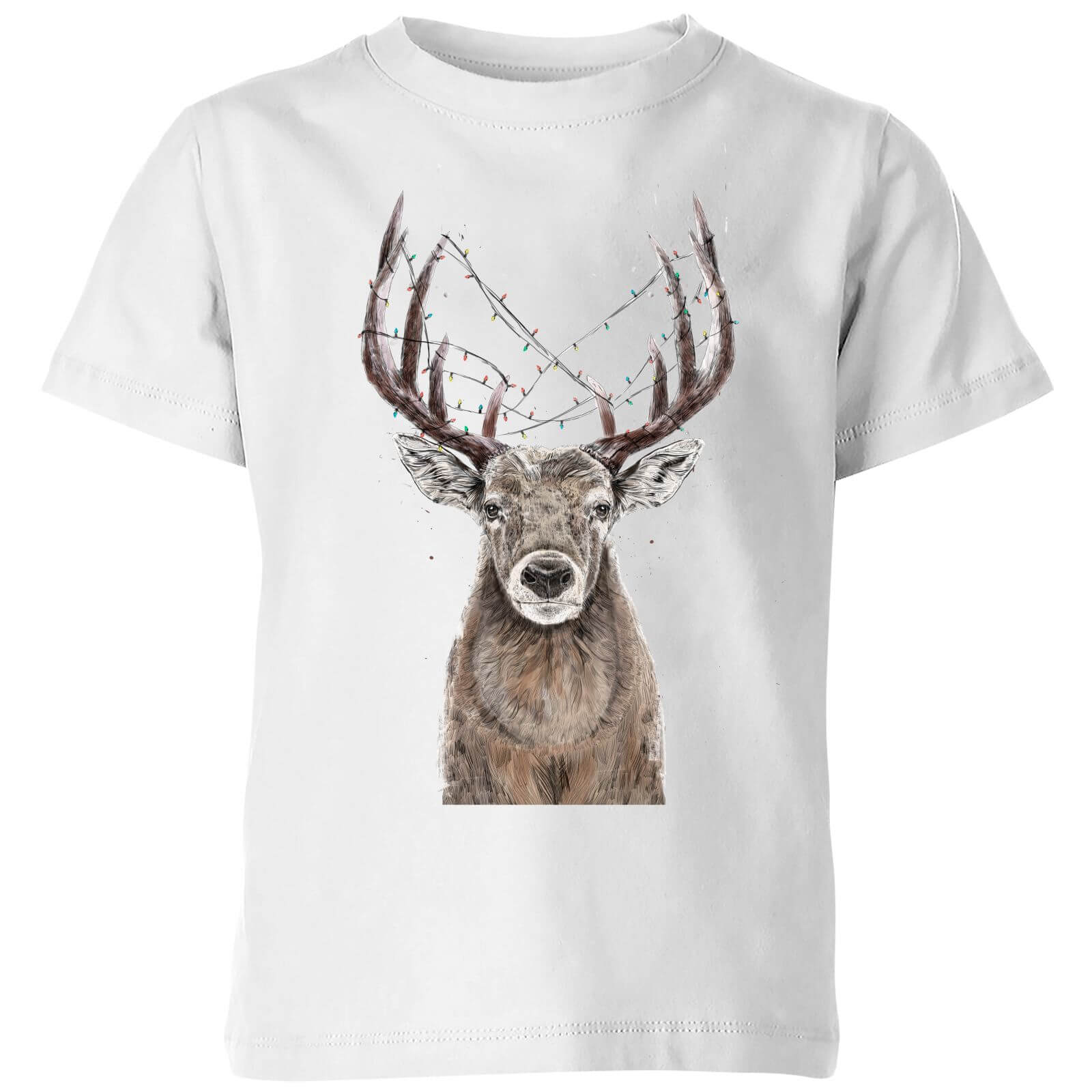 Balazs Solti Xmas Deer Kids' T-Shirt - White - 3-4 Years - White
