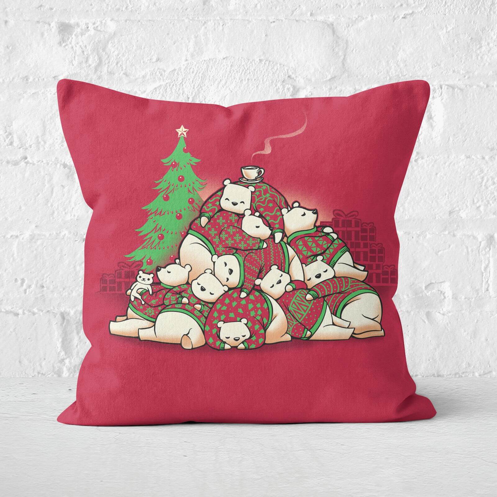 Tobias Fonseca Good Night Xmas Bear Square Cushion - 60x60cm - Soft Touch