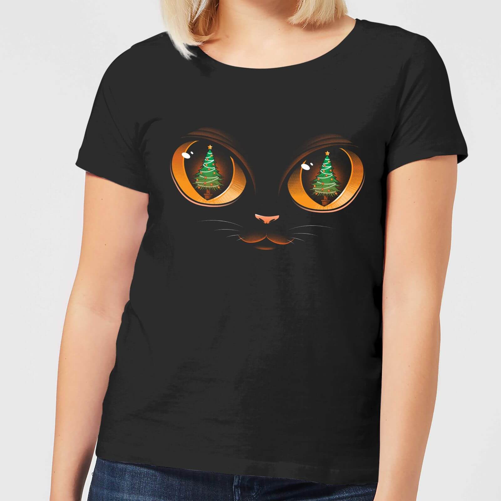 Tobias Fonseca Xmas Cat Attack Women's T-Shirt - Black - S